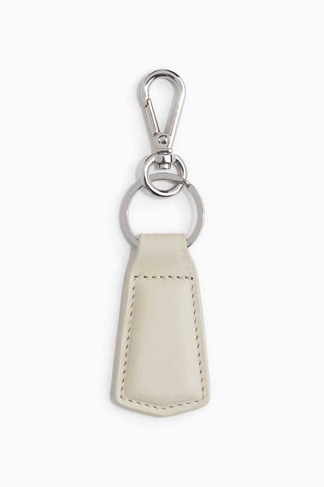 Key Ring with Leather Strap - Light beige - 1