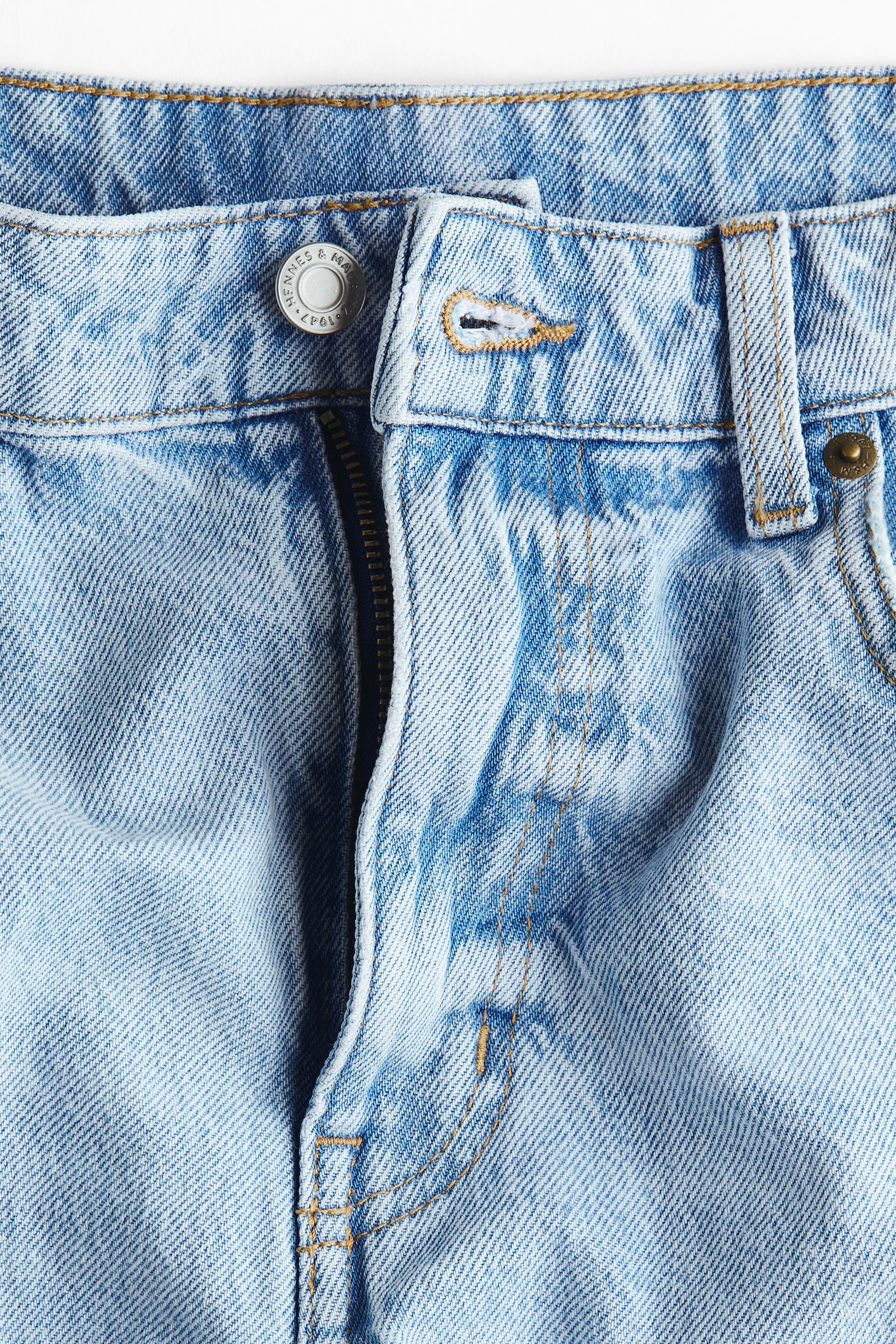Barrel High Waist Ankle Jeans - Ανοιχτό μπλε denim/Μπεζ/λεοπάρ μοτίβο - 5