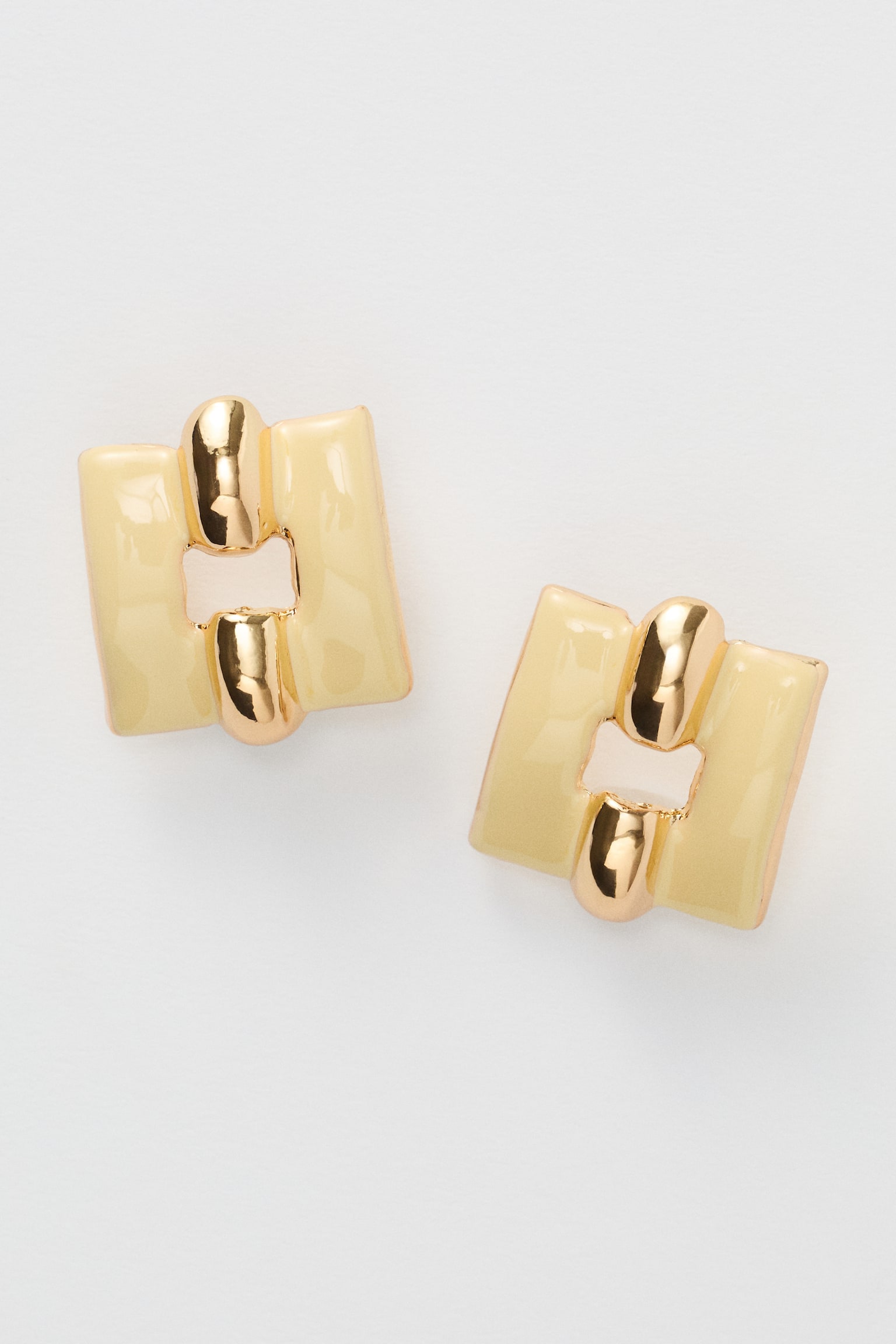 Square earrings - Light yellow/Gold-coloured - 1