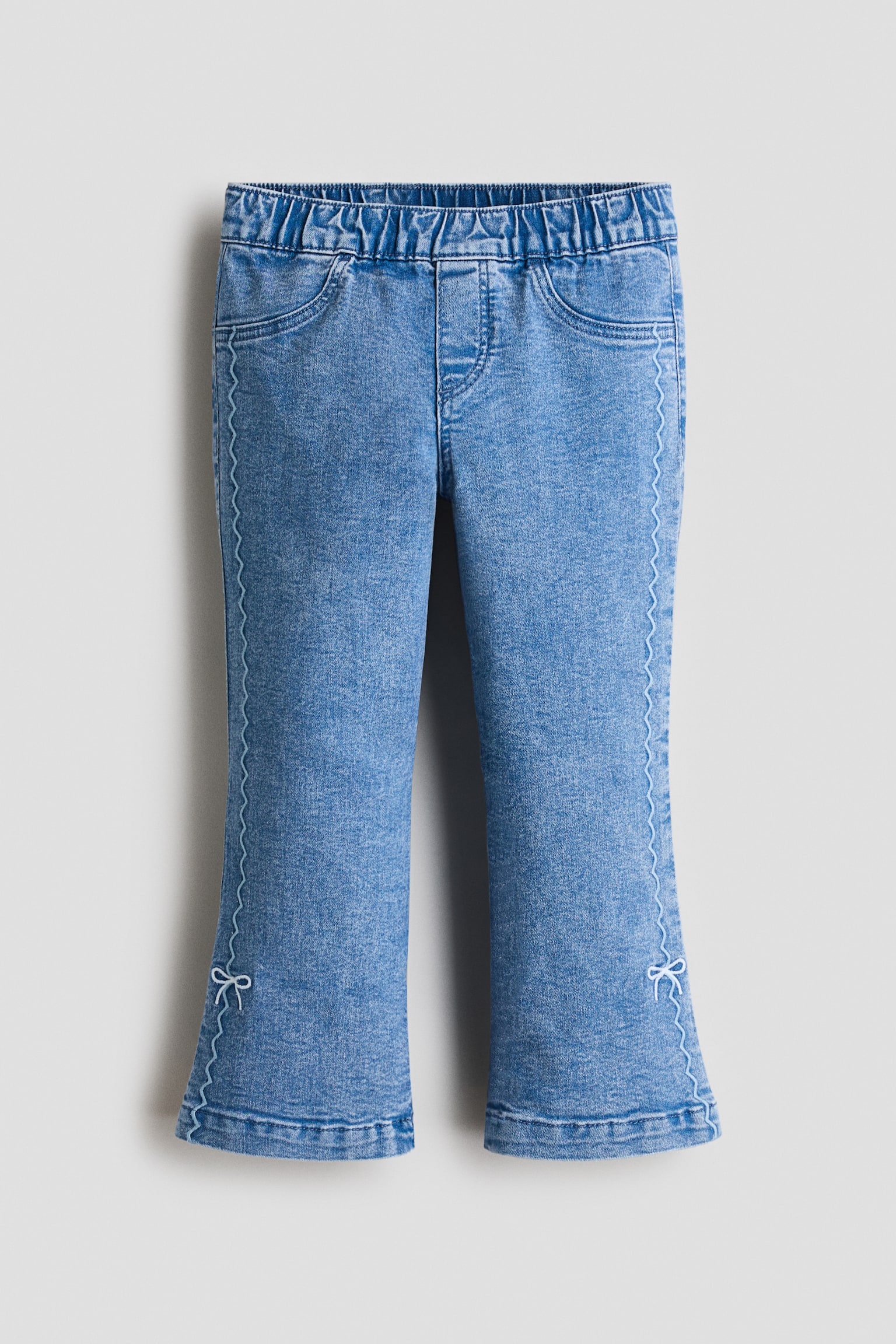 Quần jean ống loe có chi tiết thêu - Màu xanh denim/Màu xanh denim nhạt/Màu đen denim - 1