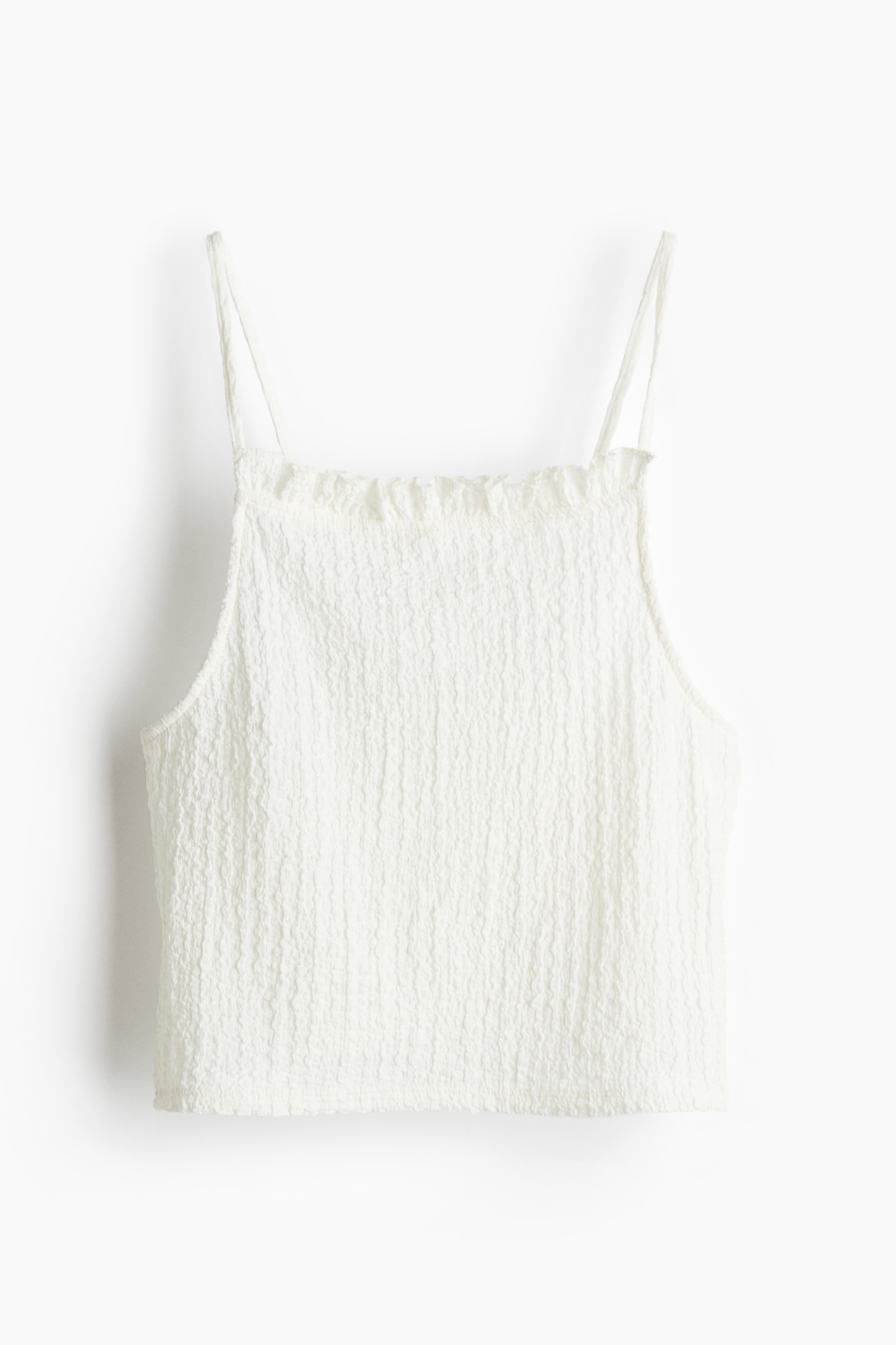 Textured jersey strappy top - White/Dark brown