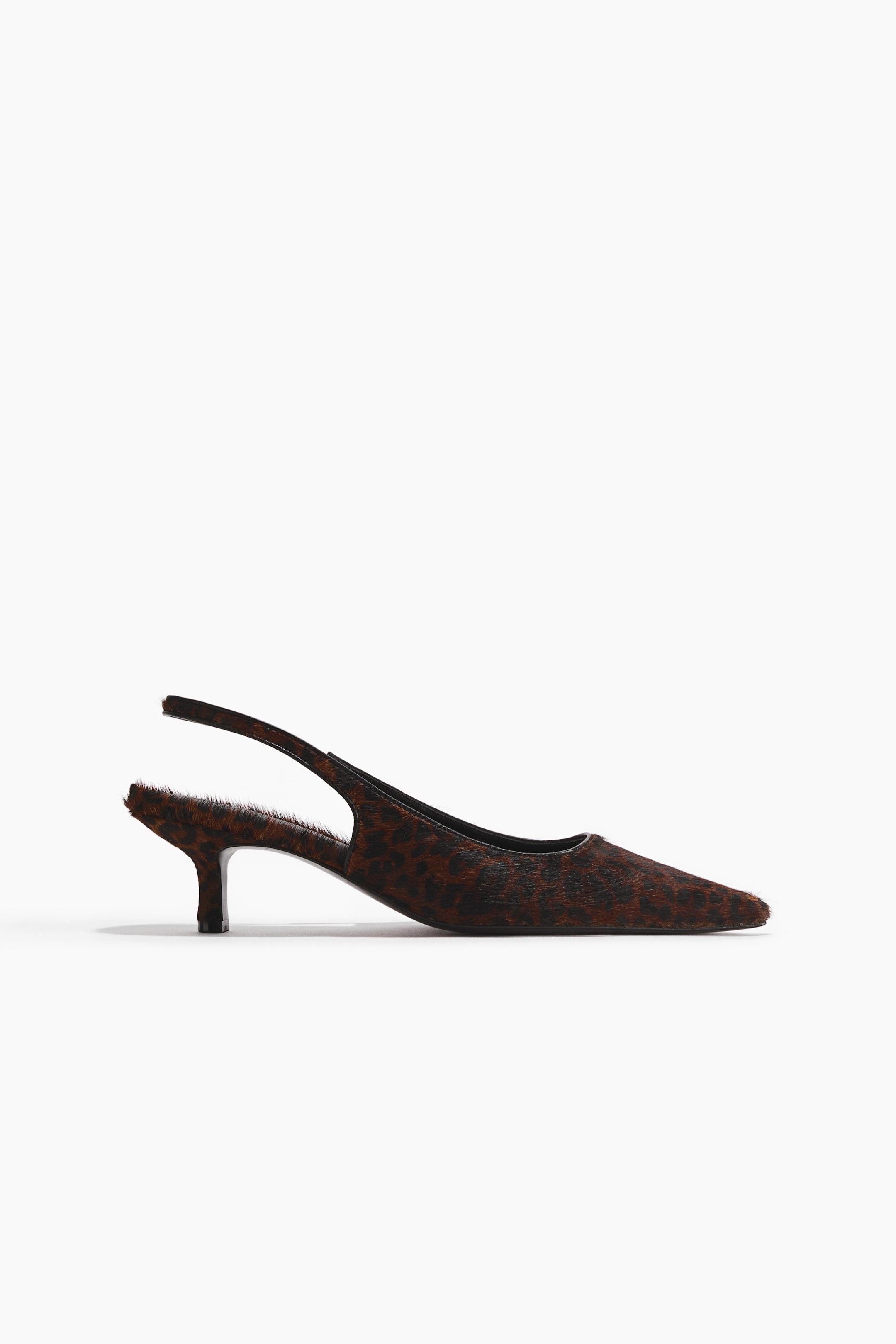 View larger image: Kitten-Heeled Leather Slingbacks - Dark brown/leopard print - Ladies | H&M PH 5