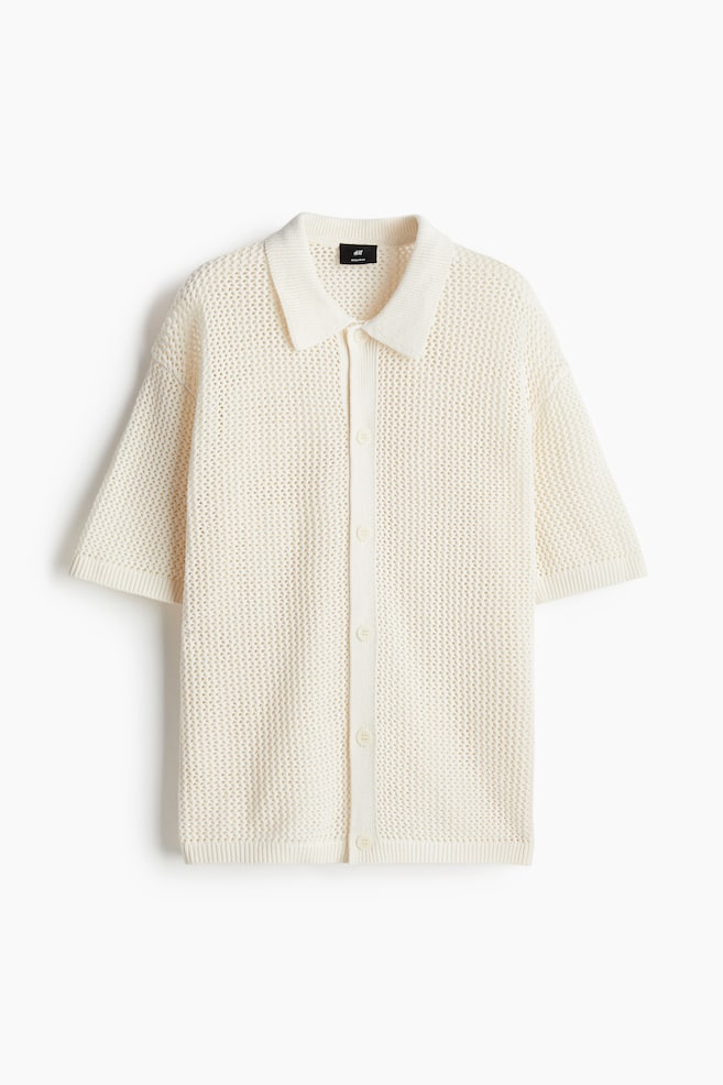 Regular Fit Pointelle-knit shirt - Cream - 1