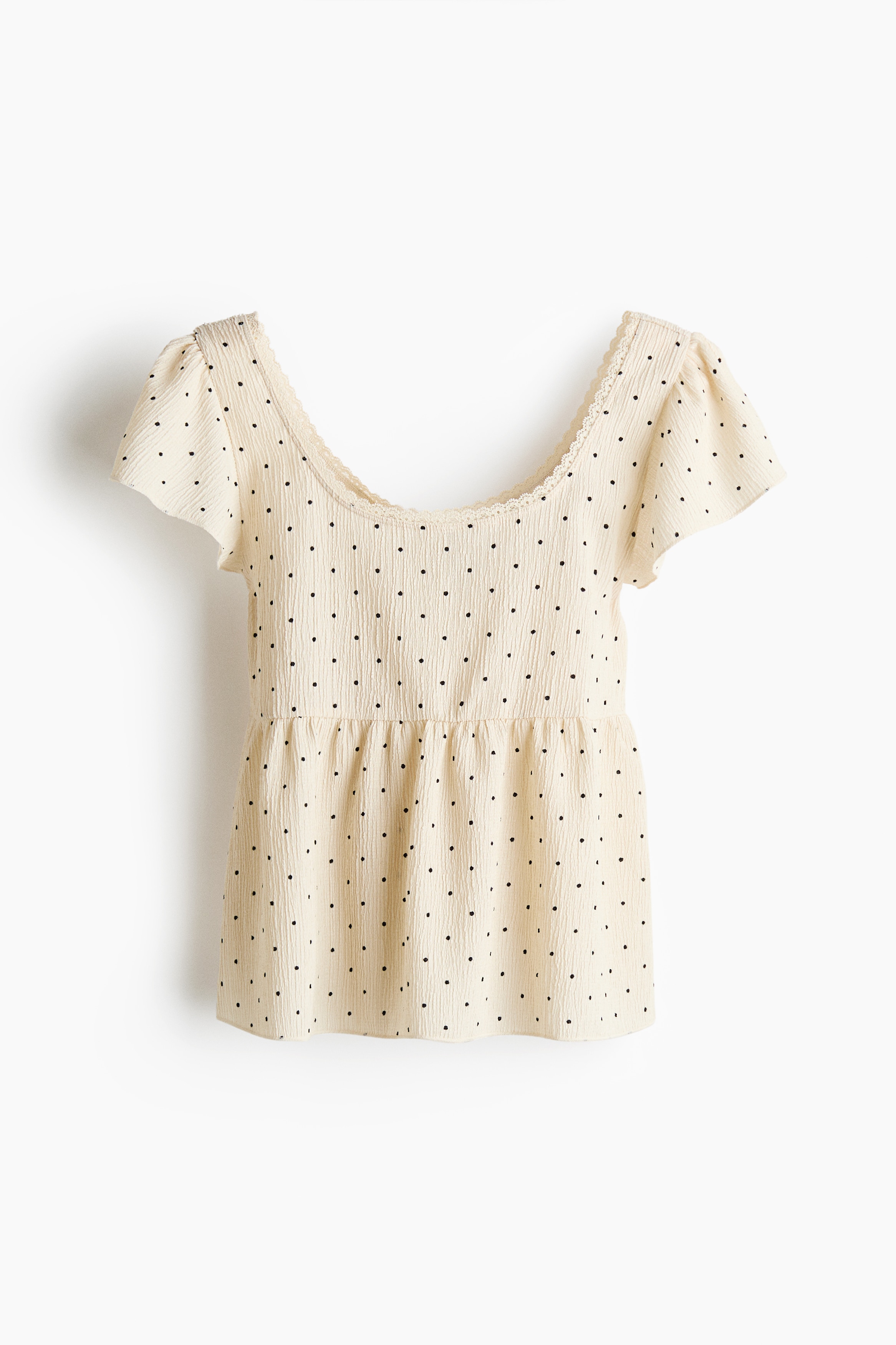 Textured jersey top - Light beige/Spotted/White/Light blue/Black/Spotted