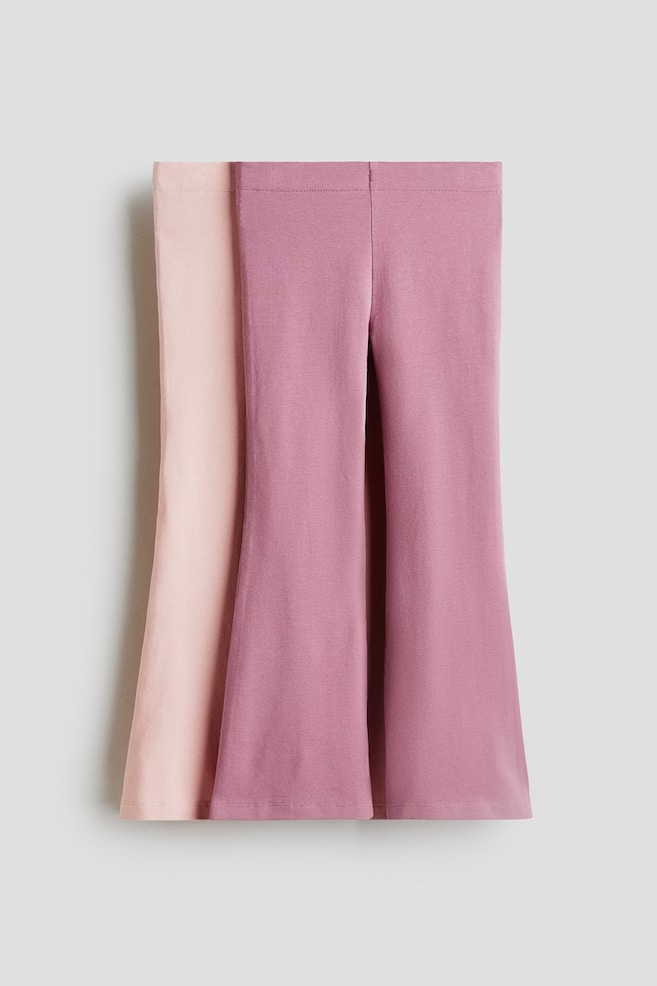 Lot de 2 leggings évasés en jersey - Rose ancien/rose clair/Rose ancien/imprimé léopard/Beige/Leopard print/Rose clair/noir/Rouge foncé/noir/Noir/Violet clair/gris foncé - 1