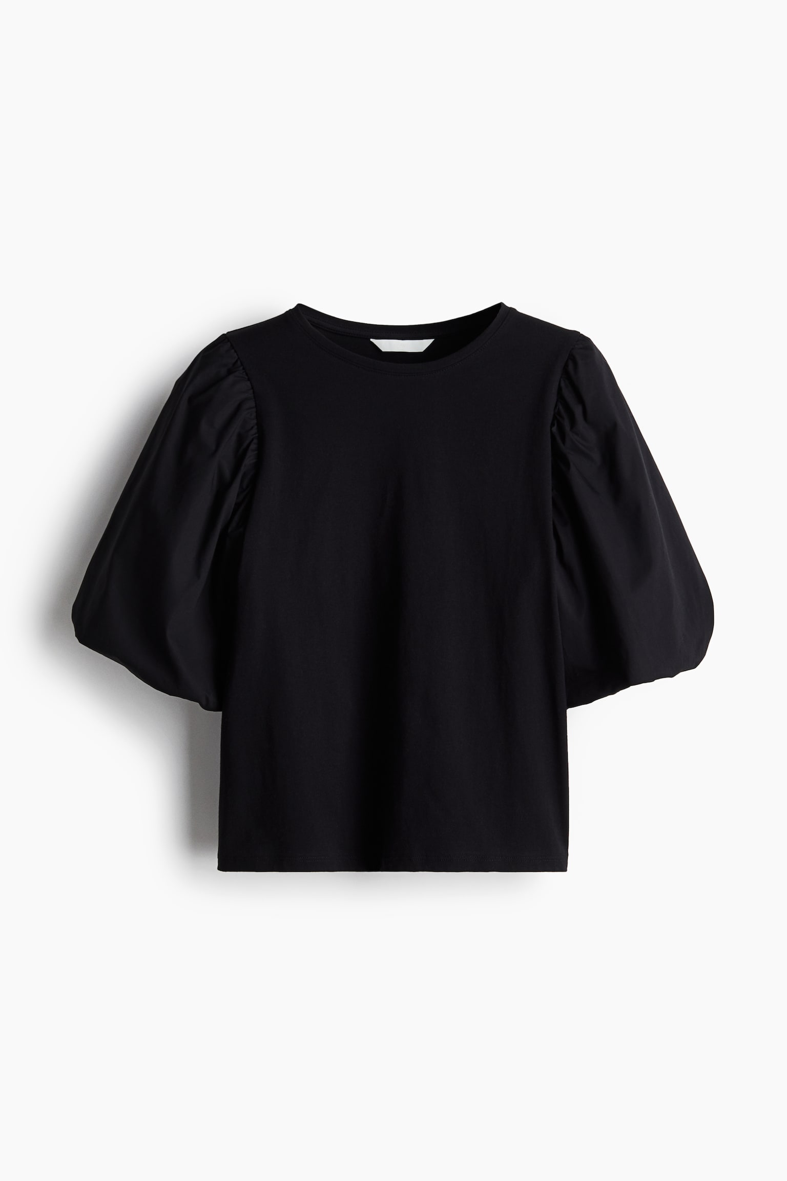 Женский топ H&M Balloon-Sleeved Top, цвет: Чёрный — фото 1