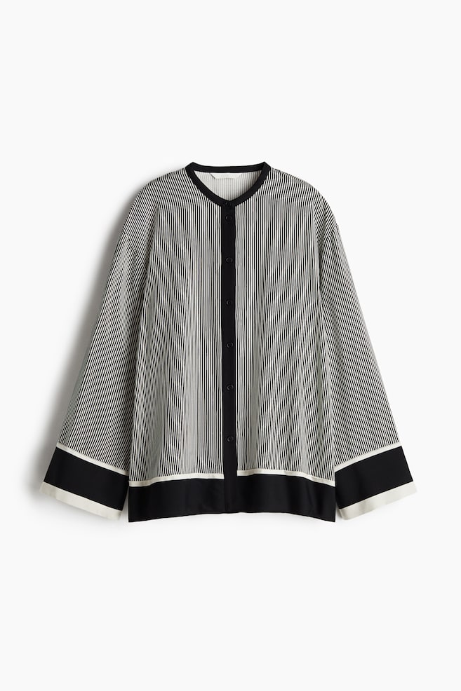 Loose-fit shirt - Black/Striped - 1