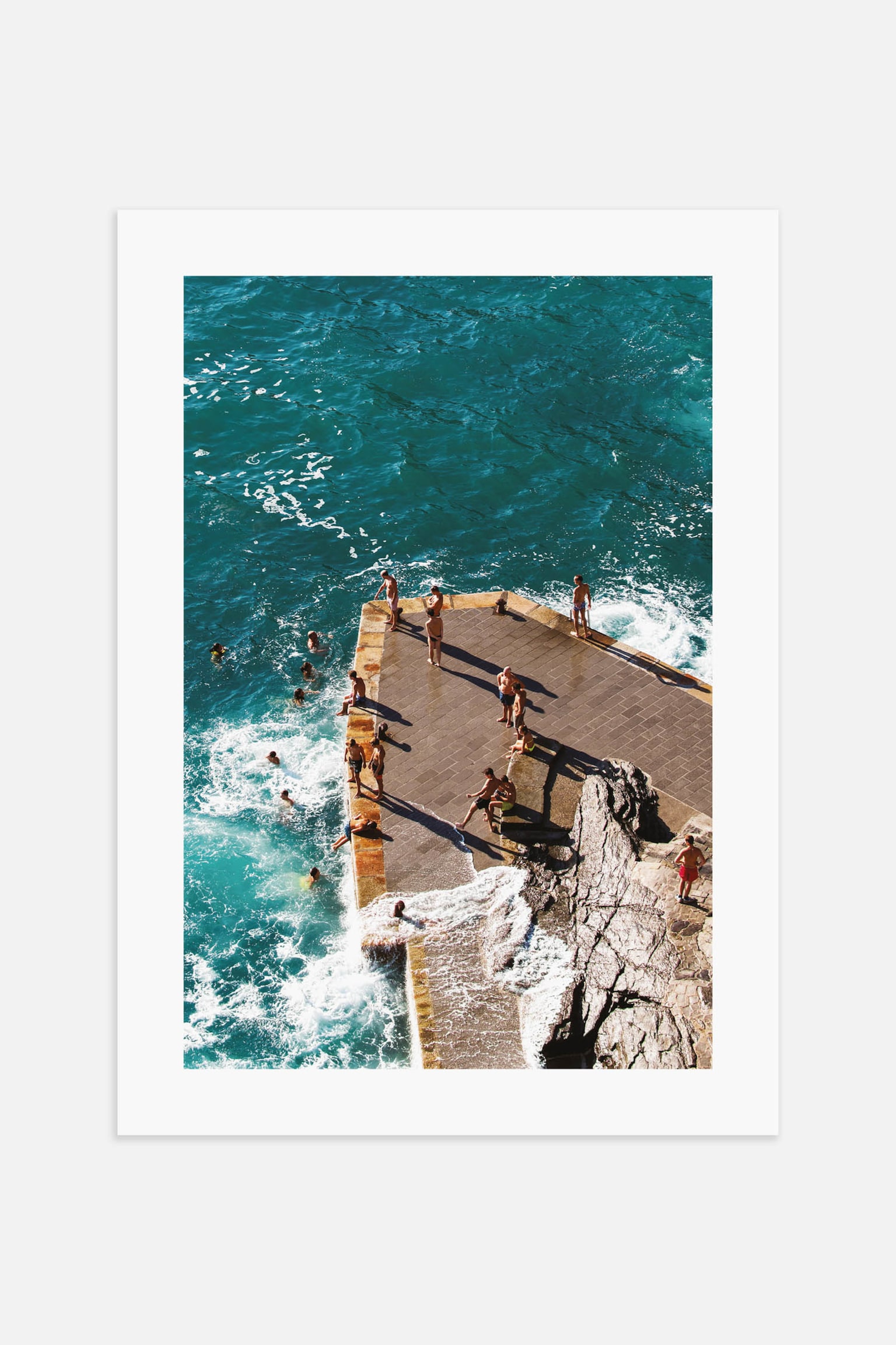 Rocky Ocean Pier Poster - Blue