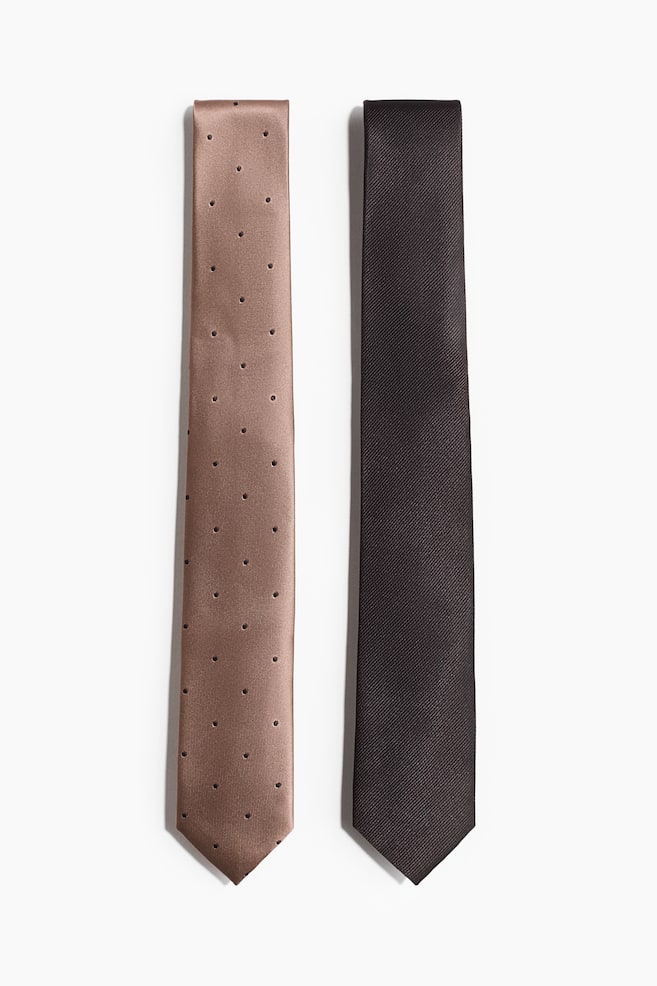 2-Pack Ties - Beige/dotted/Taupe - 1