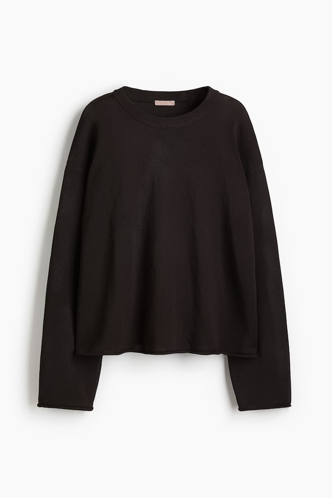 Roll-edge jumper - Dark brown - 1