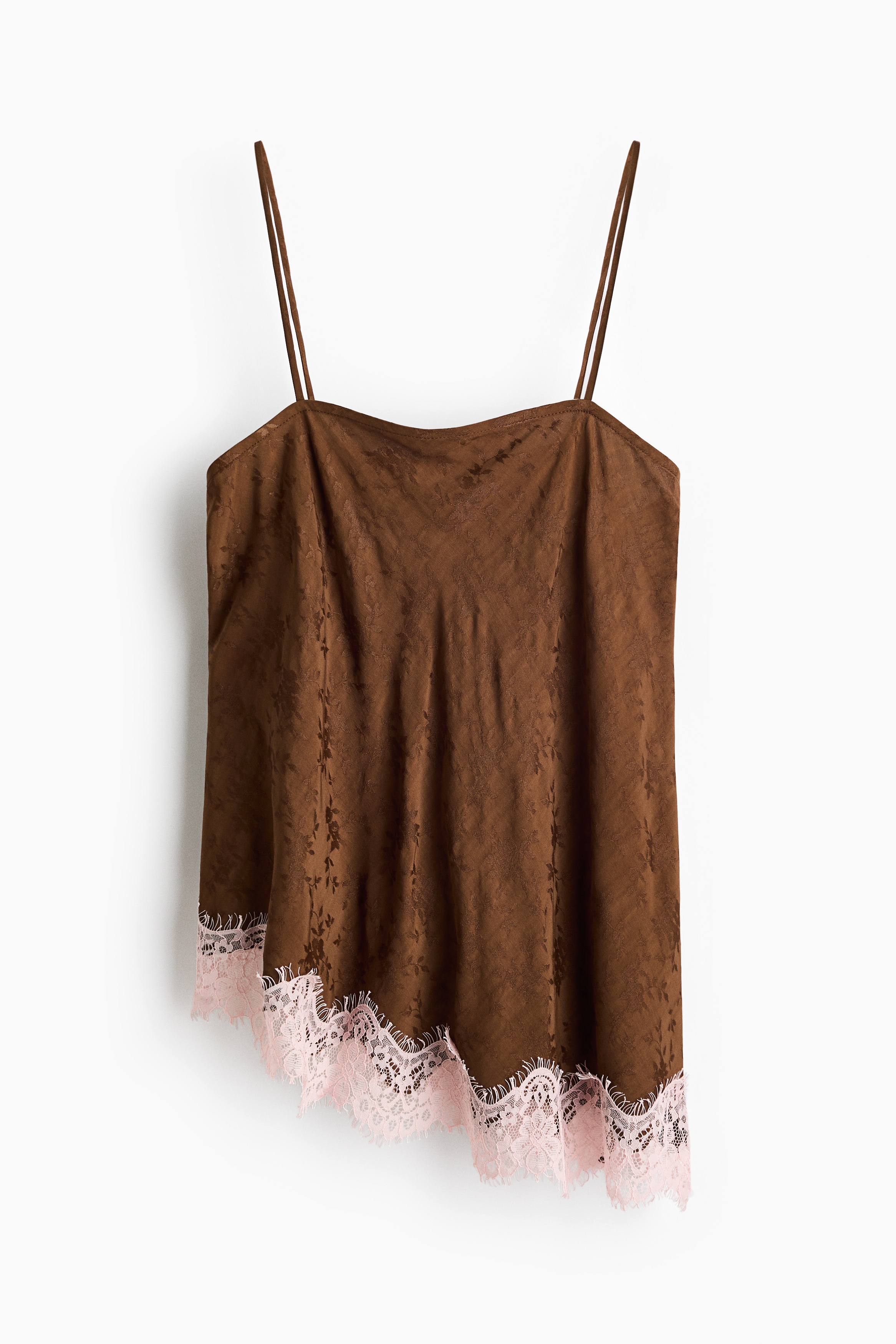 Asymmetrische straptop van viscose - Bruin