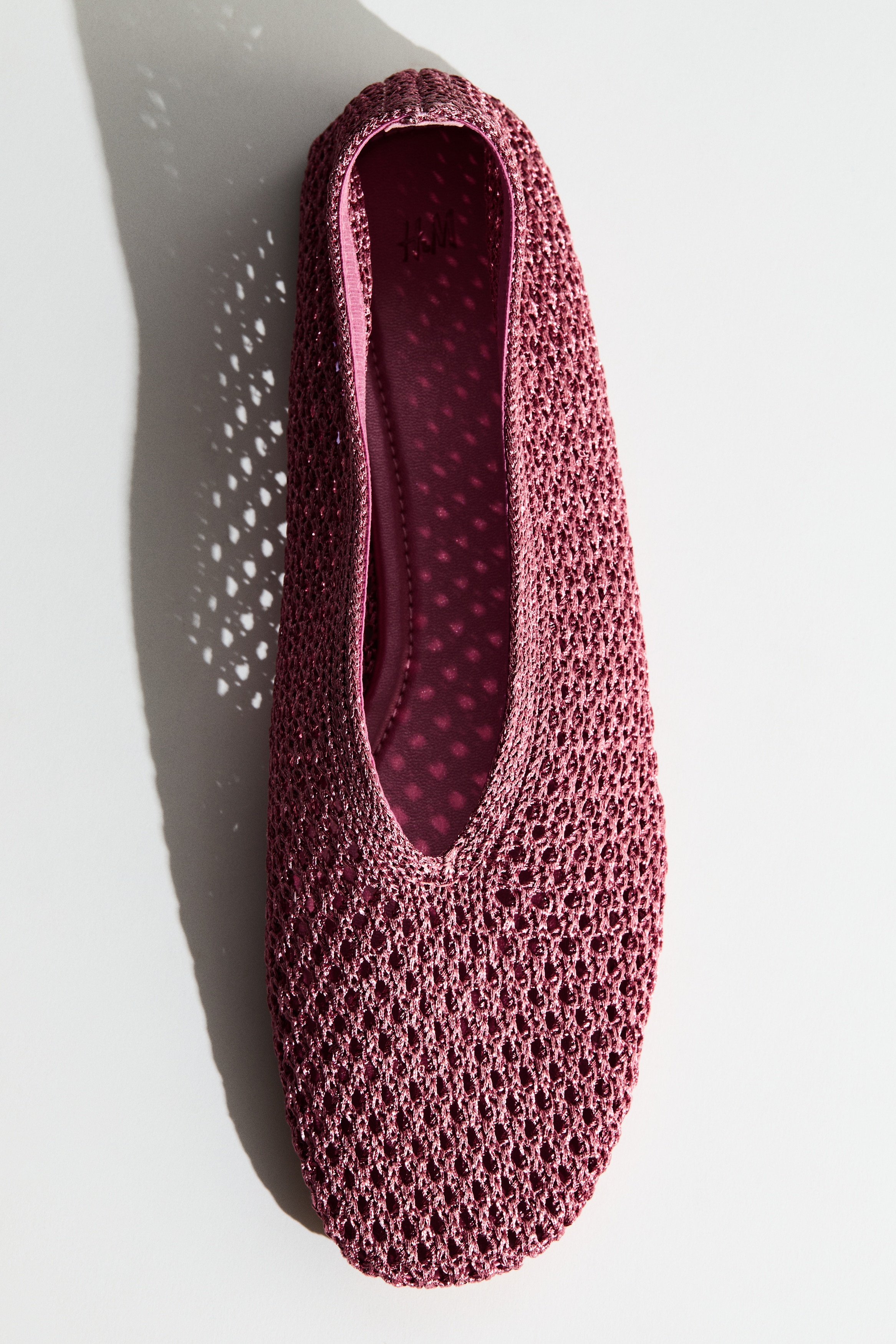 編織芭蕾平底鞋 - 深灰粉紅色/深咖啡色