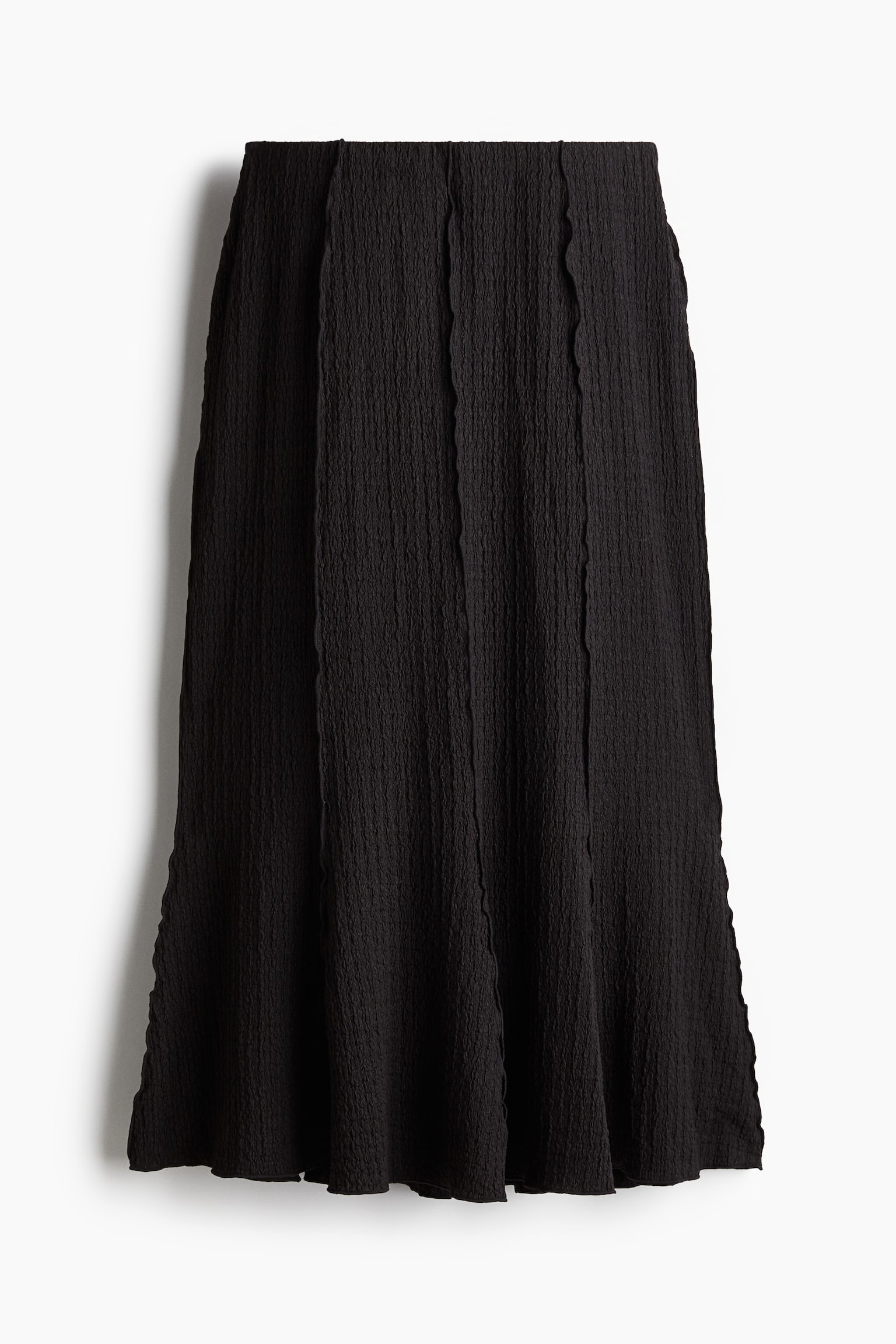 Overlock-detail textured skirt - Black/Dark brown/Cream - 2