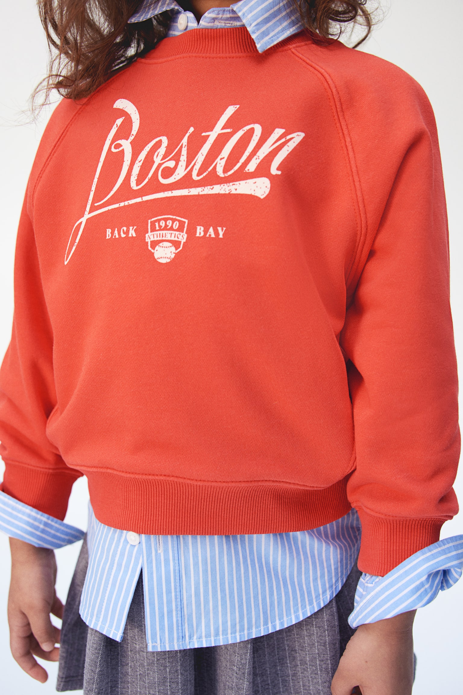 Crew-neck sweatshirt - Red/Boston/White/Striped - 5