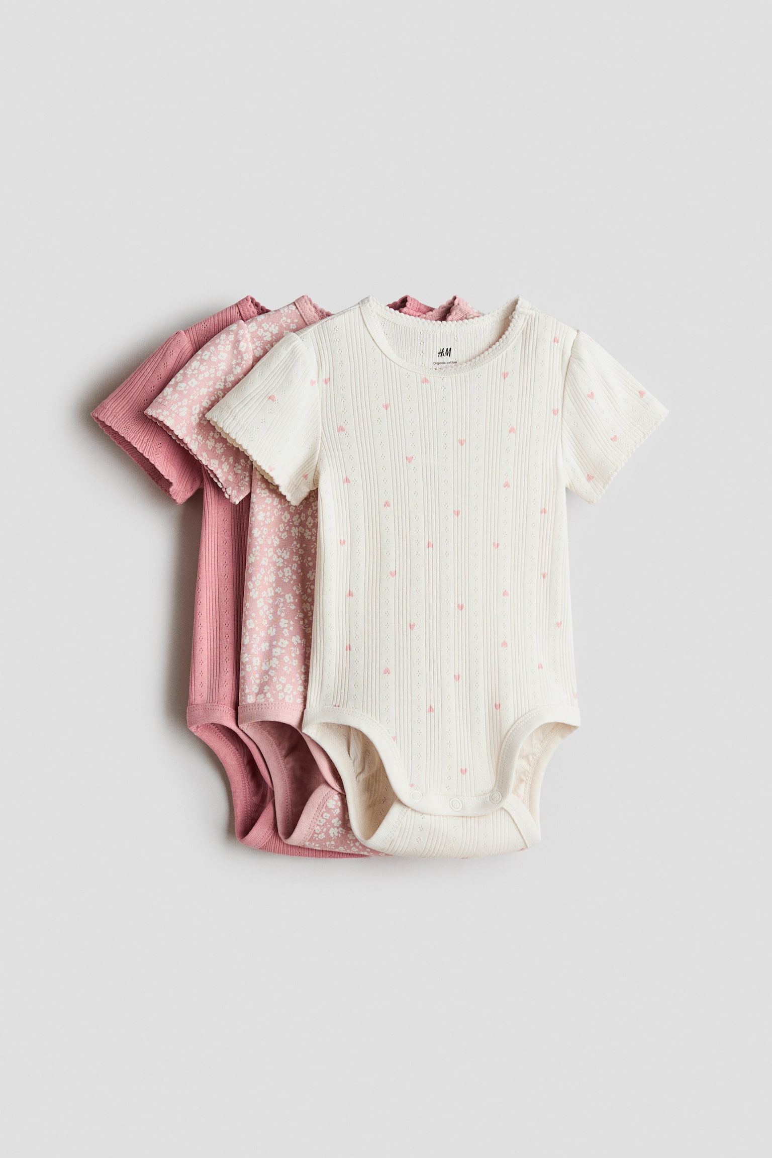 3-pack cotton bodysuits - Pink/Floral