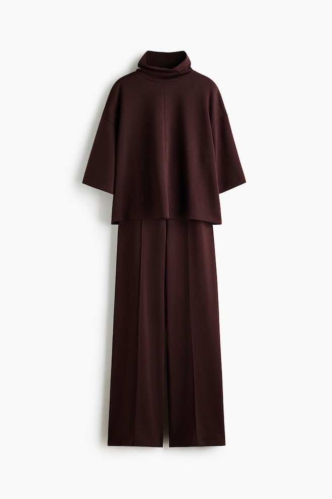 2-Piece Jersey Set - Dark brown/Dark gray melange - 1