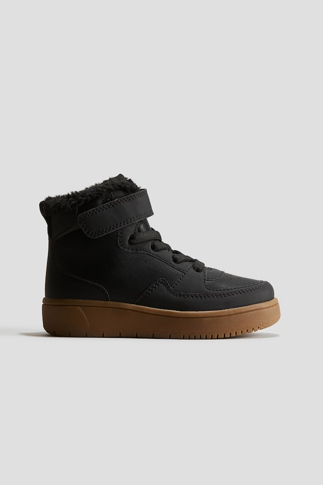 Warm-lined hi-top trainers - Black - 1