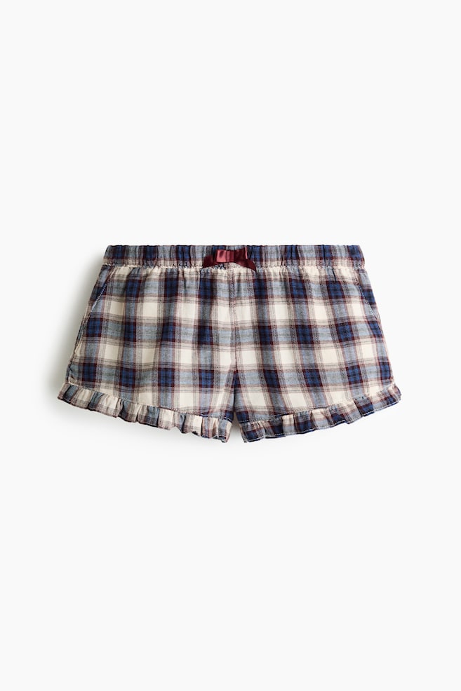 Cotton Twill Shorts - Blue/plaid/Dark blue/plaid/Light beige/plaid - 1