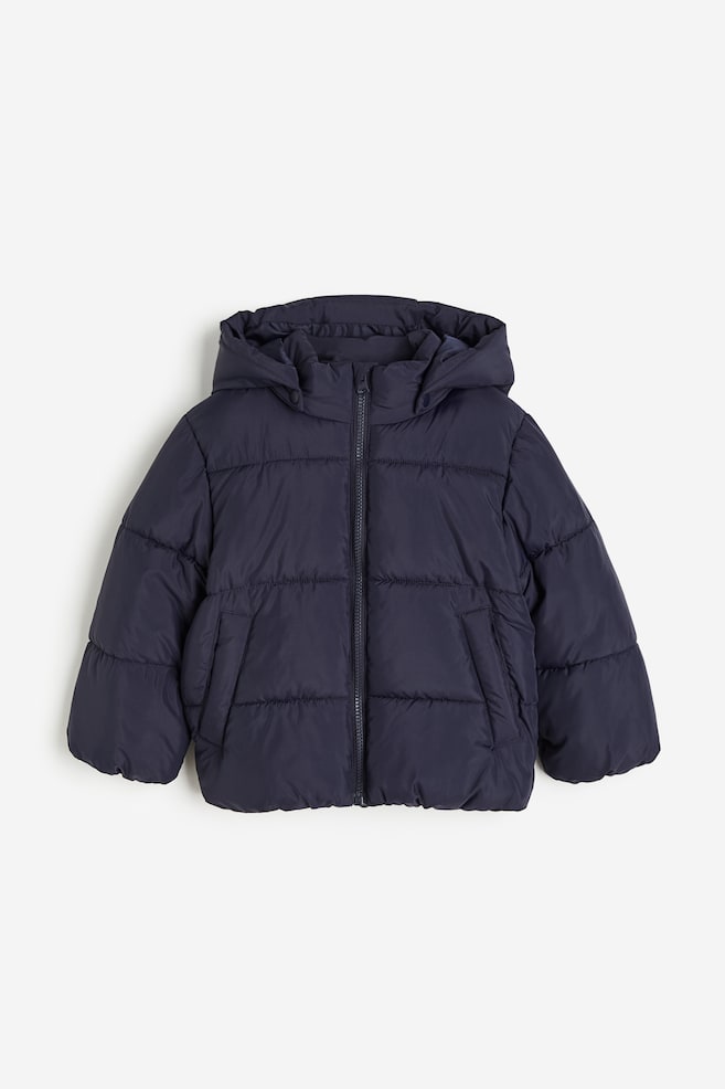 Water-repellent puffer jacket - Navy blue/Black/Brown - 1