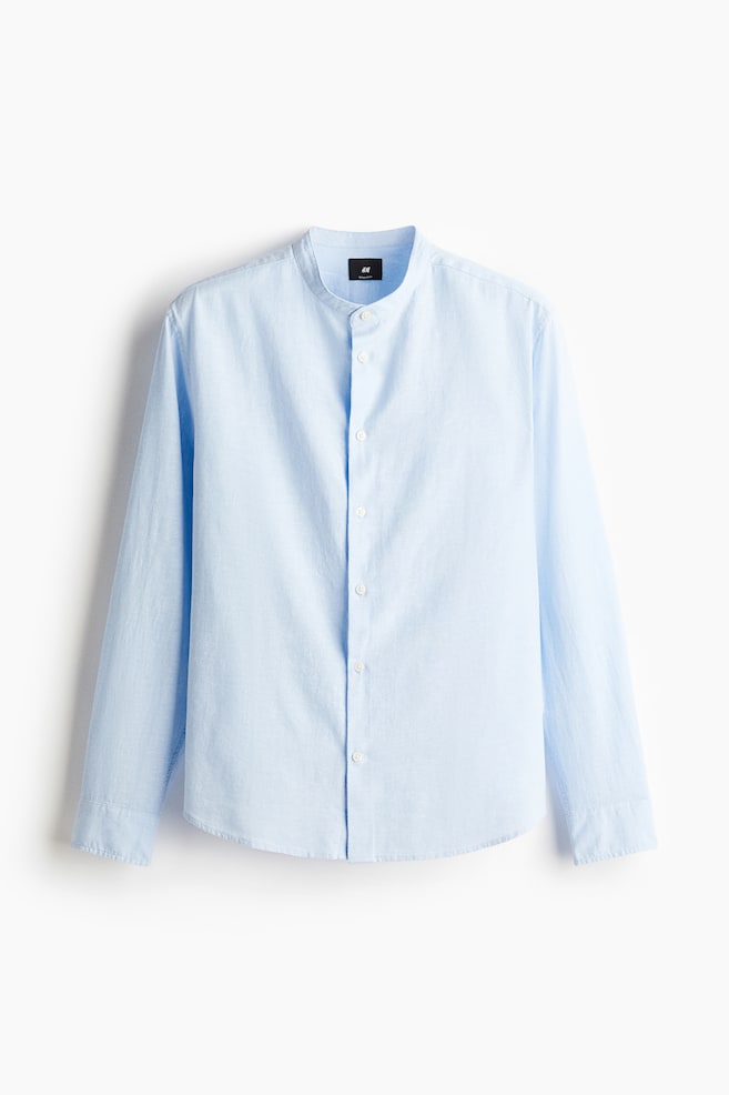Regular Fit Linen-blend shirt - Light blue/White/Khaki green/Beige - 1