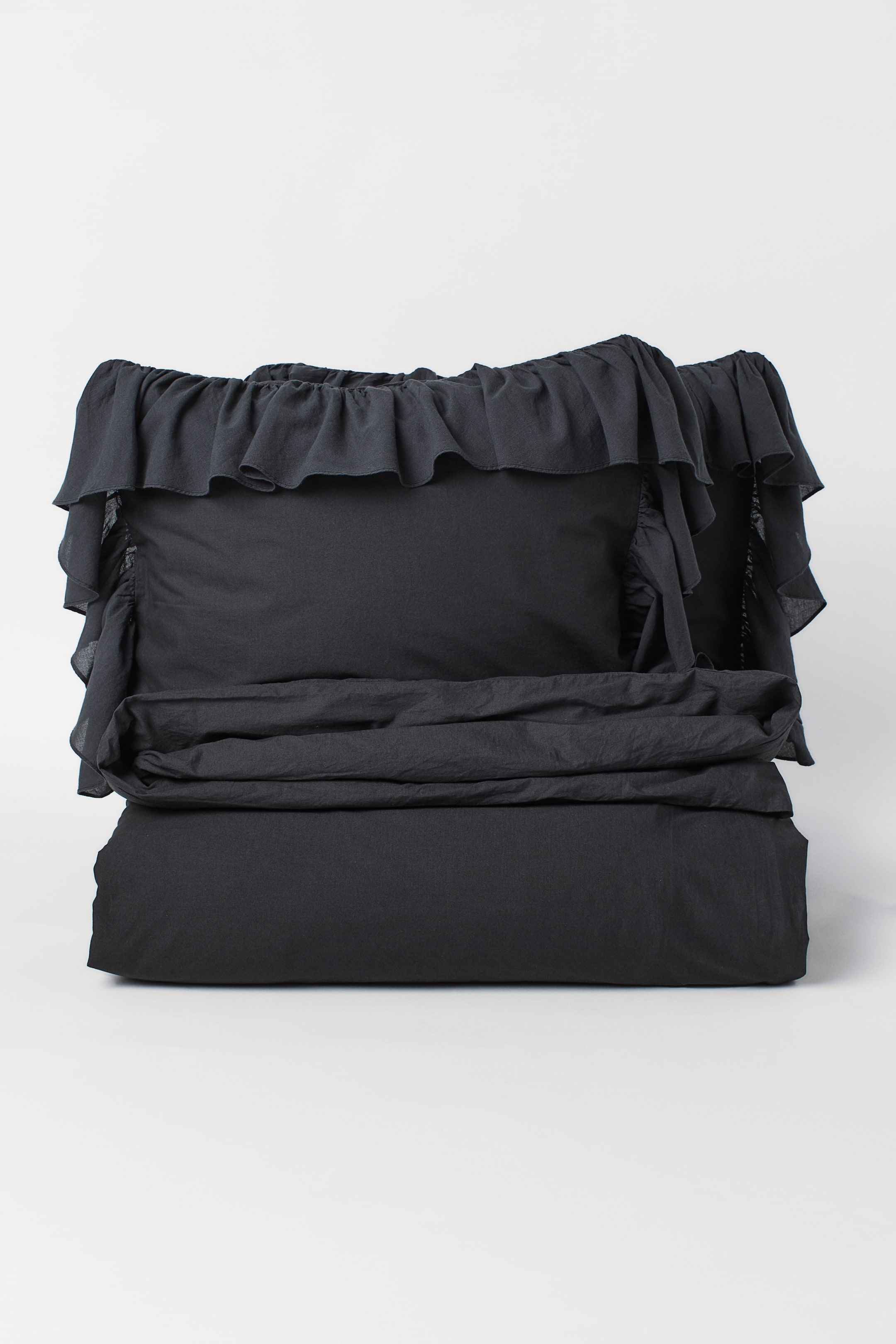 Flouncetrim duvet cover set Anthracite grey Home All H&M GB