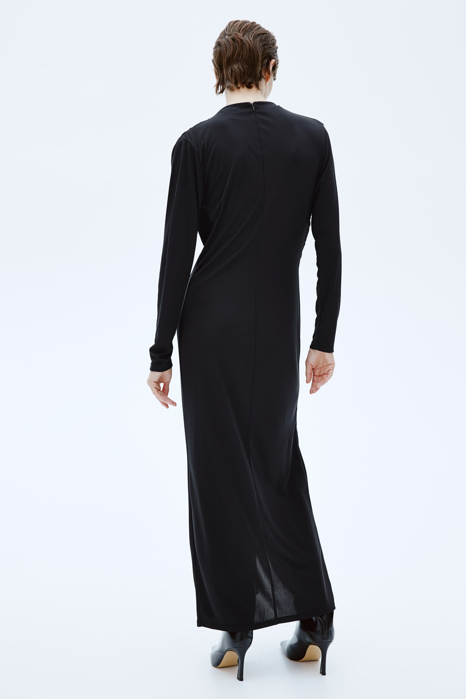 Draped maxi dress - Black - 5