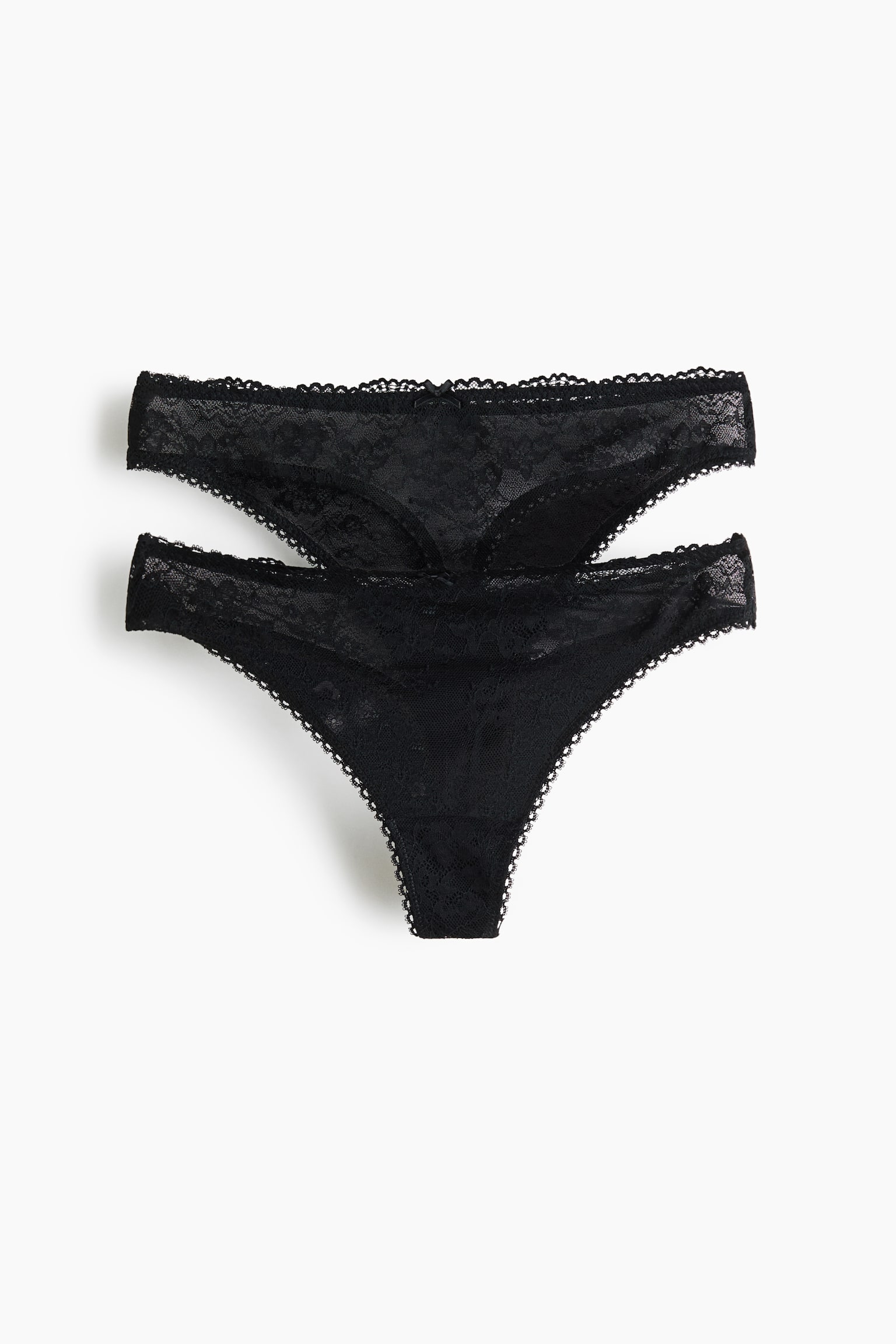 2er-Pack Tangas aus Spitze - Schwarz/Weiß/Hellbraun