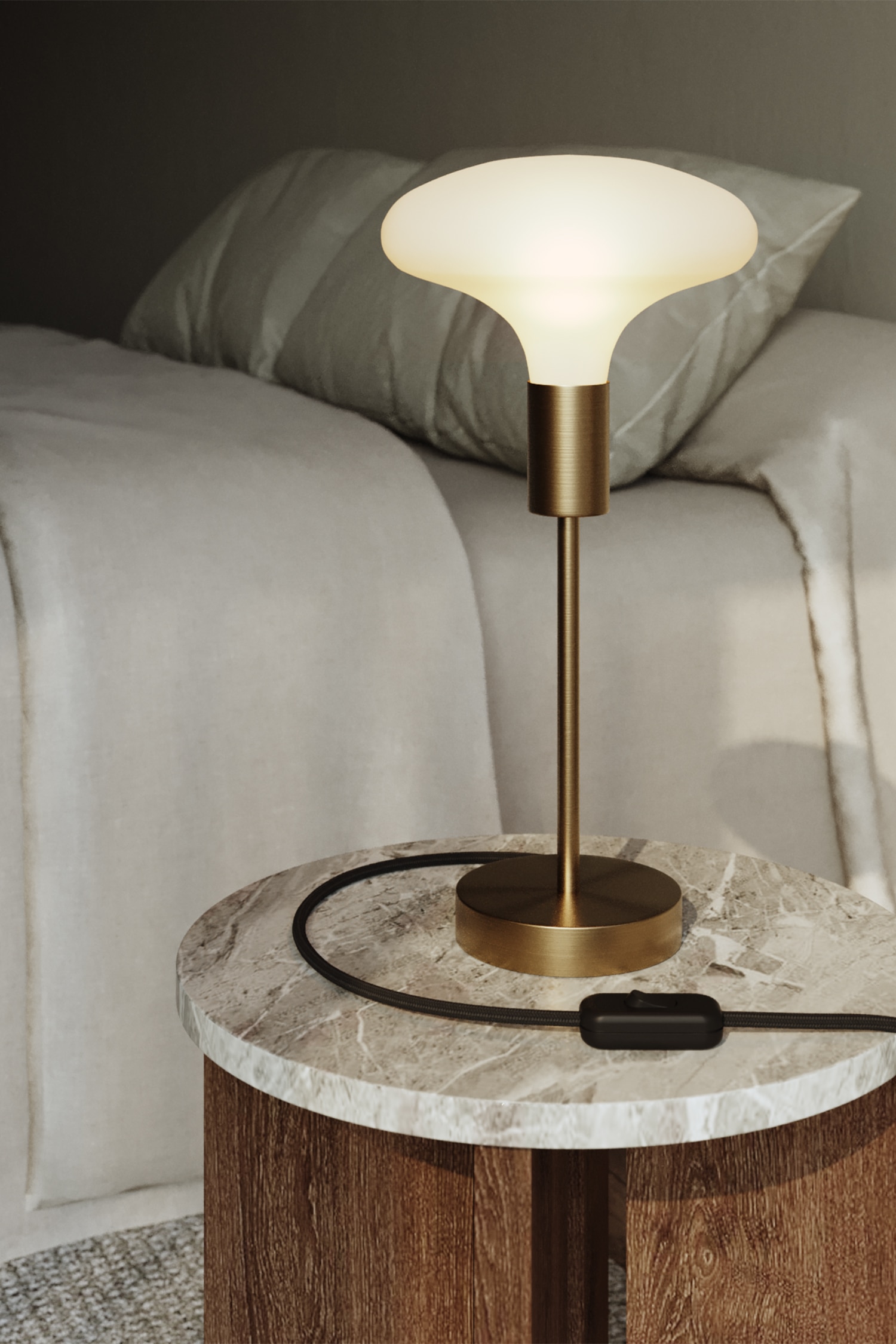 Bordlampe I Metal Med Elpære - Børstet Bronze/Sort