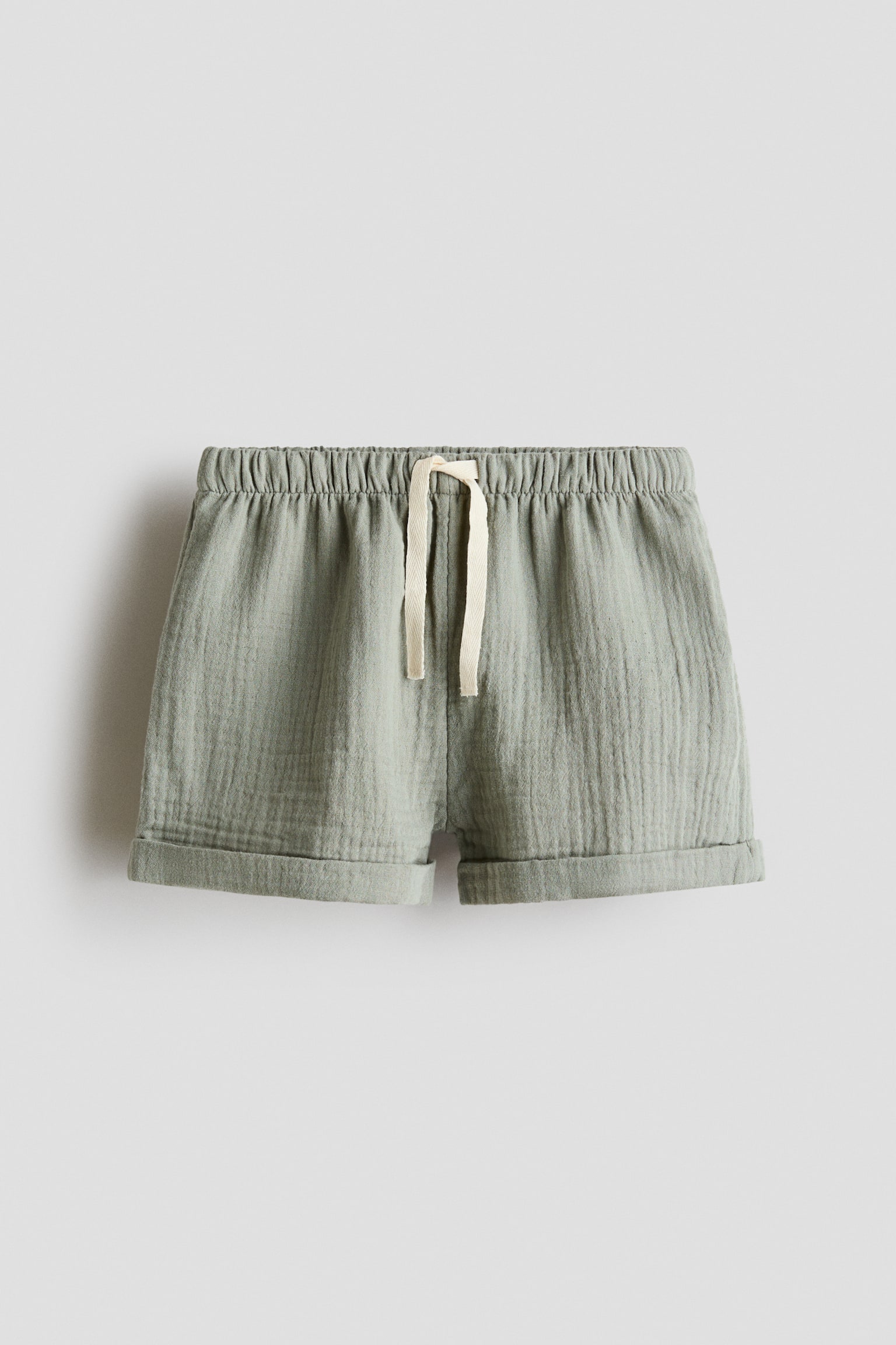 Shorts aus Baumwollmusselin - Helles Khakigrün/Knallblau/Braun