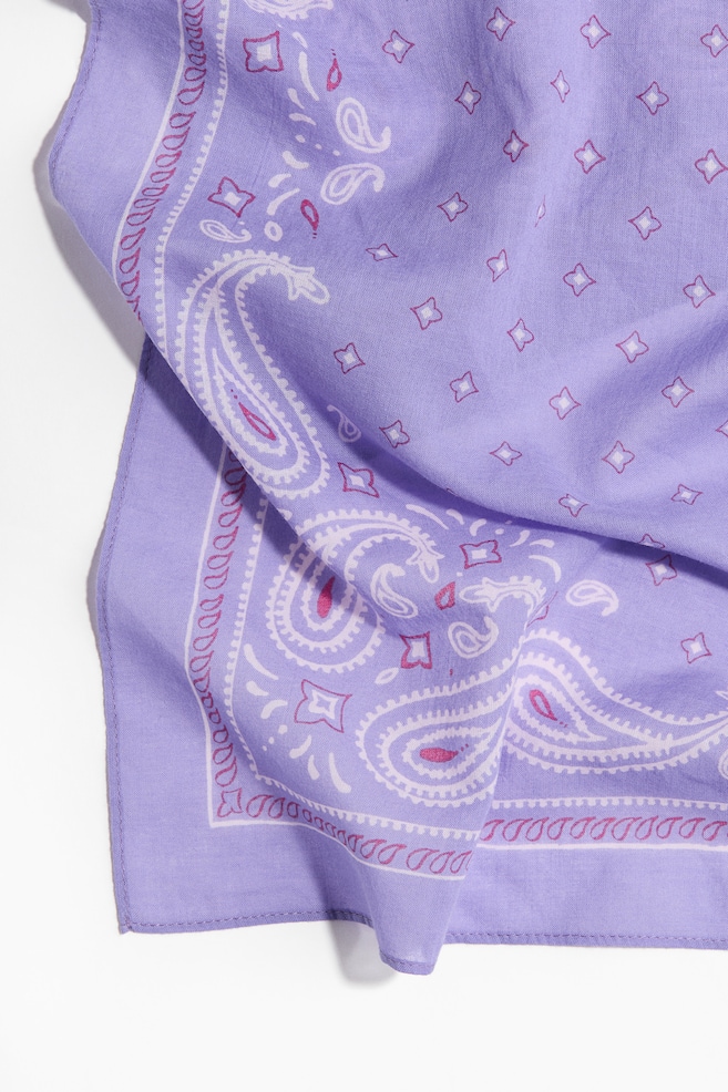 Patterned Cotton Scarf-Purple/paisley - 5