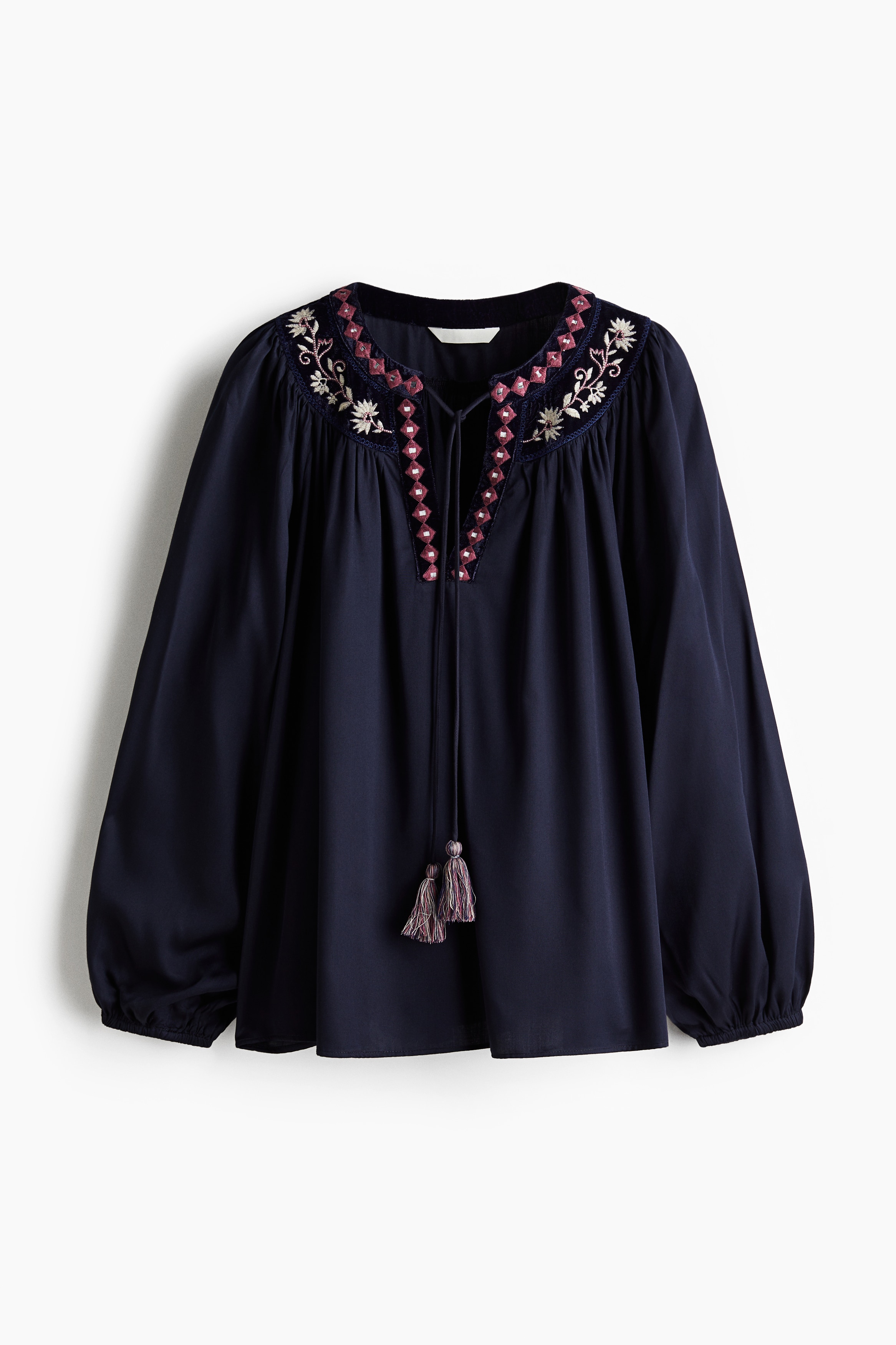 Embroidered Blouse - Navy blue