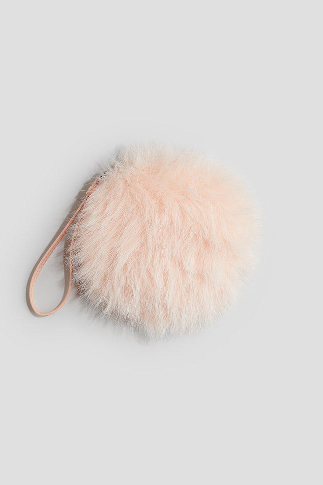 Sac à main rond et duveteux - Rose clair - 1