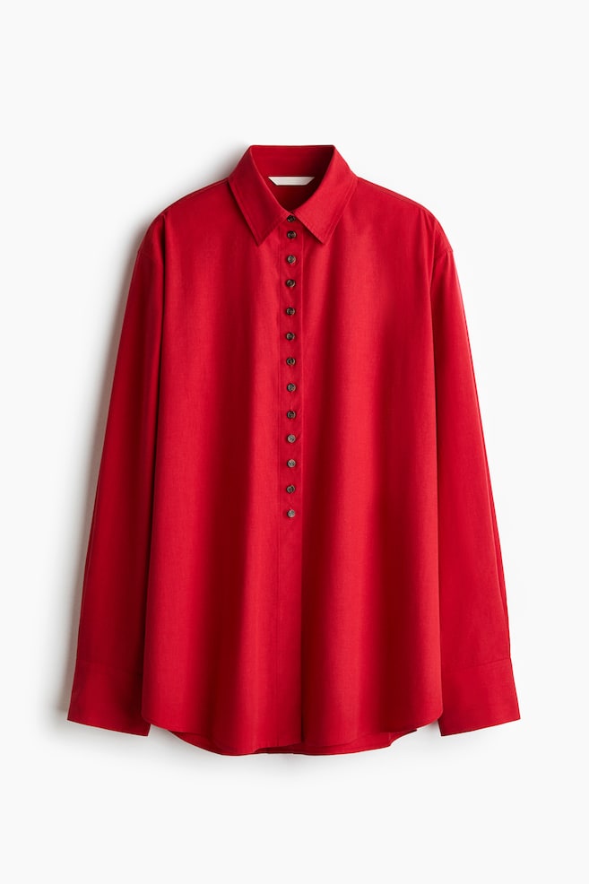 Oversized modal-blend shirt - Red - 1