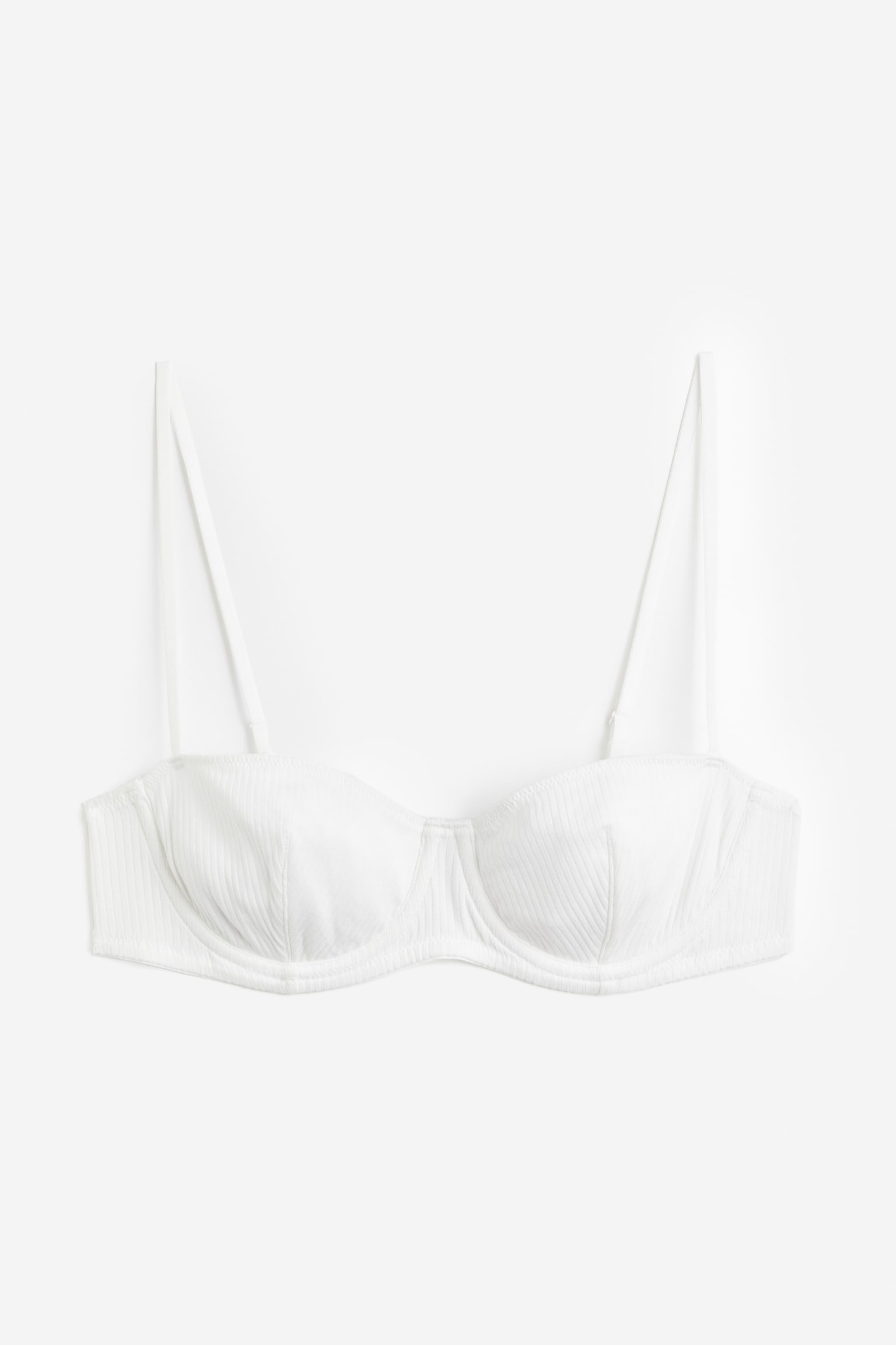 Non Padded Cotton Balconette Bra - White/Light grey marle - 1