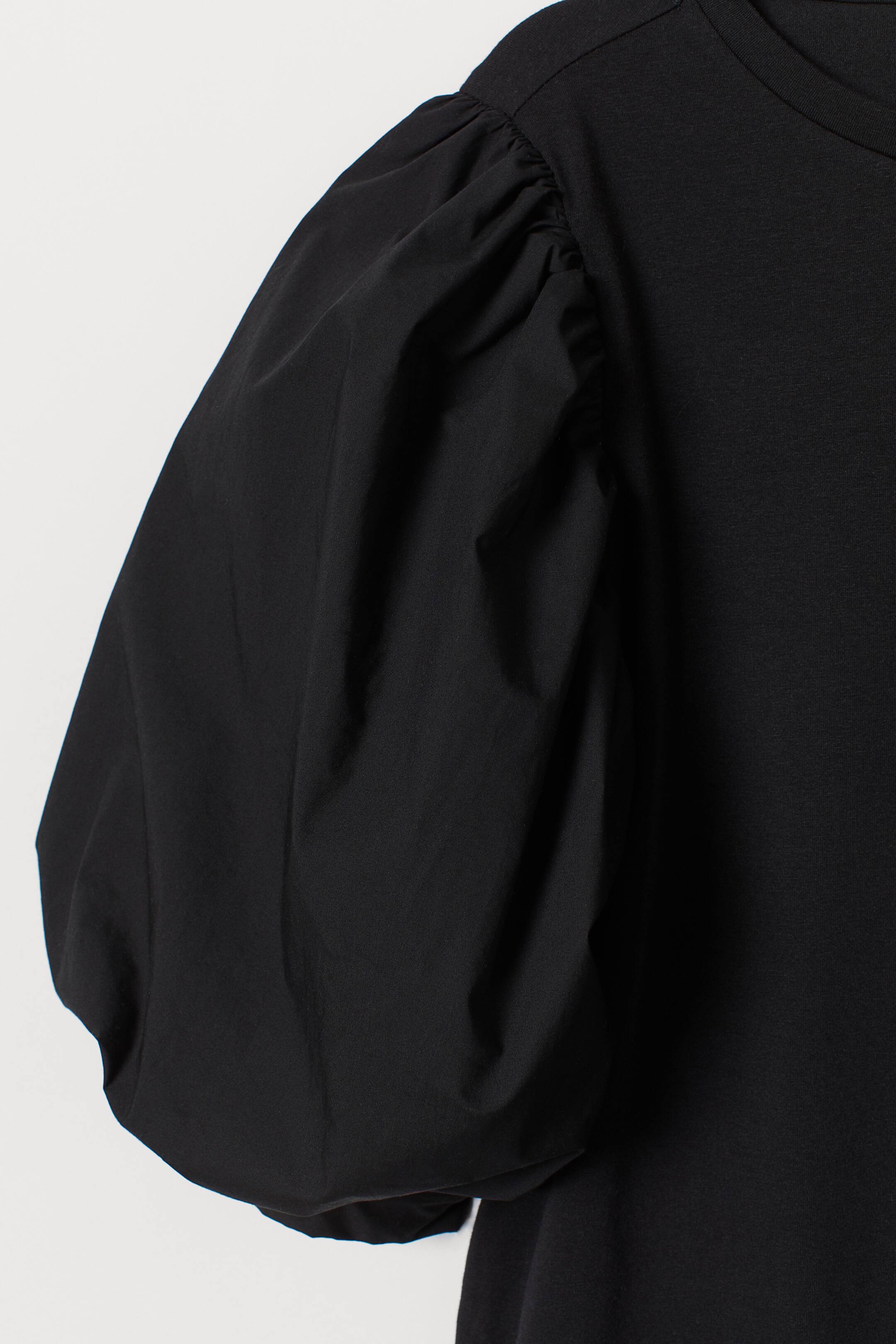 View larger image: Puff-sleeved top - Black - Ladies | H&M HK 2