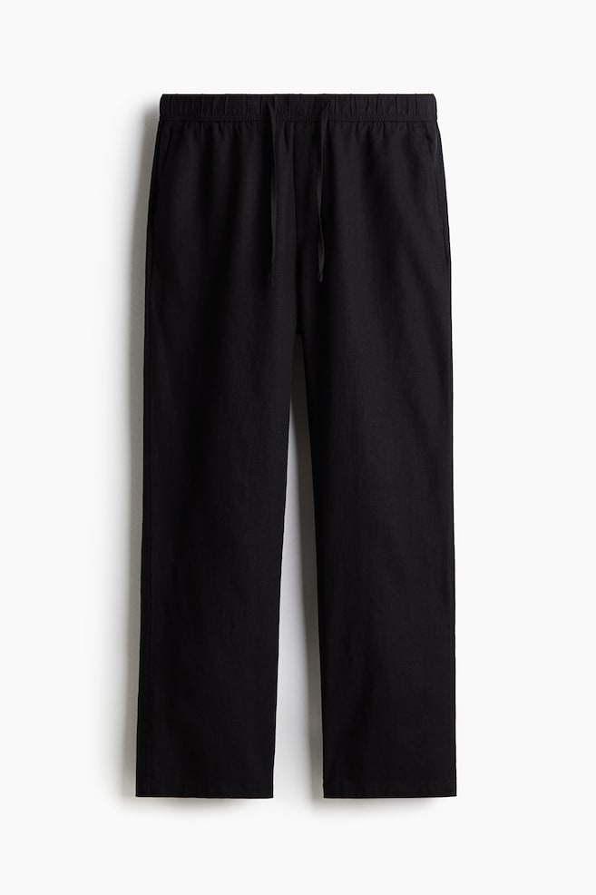 Relaxed Fit Linen-blend trousers - Black/Dark grey/Navy blue - 1