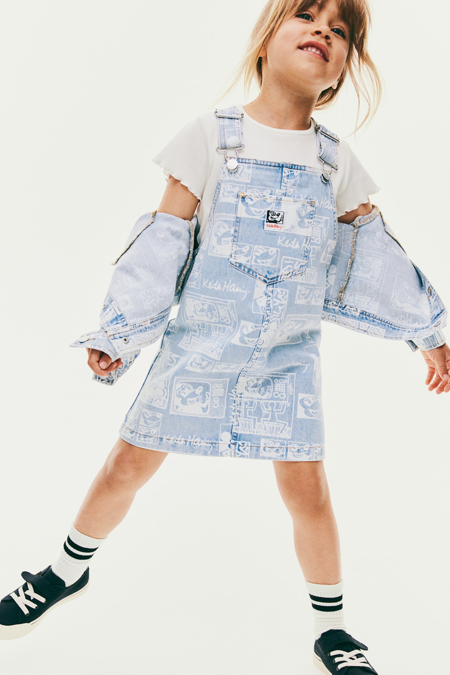 Patterned dungaree dress - Light blue/Patterned - 2