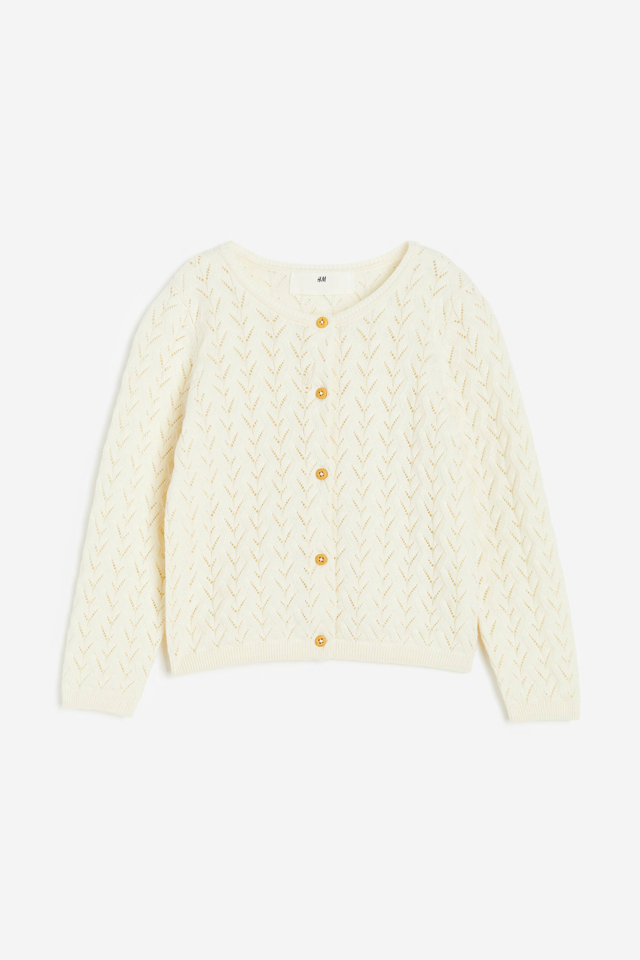 View larger image: Textured-knit cotton cardigan - Natural white - Kids | H&M 1