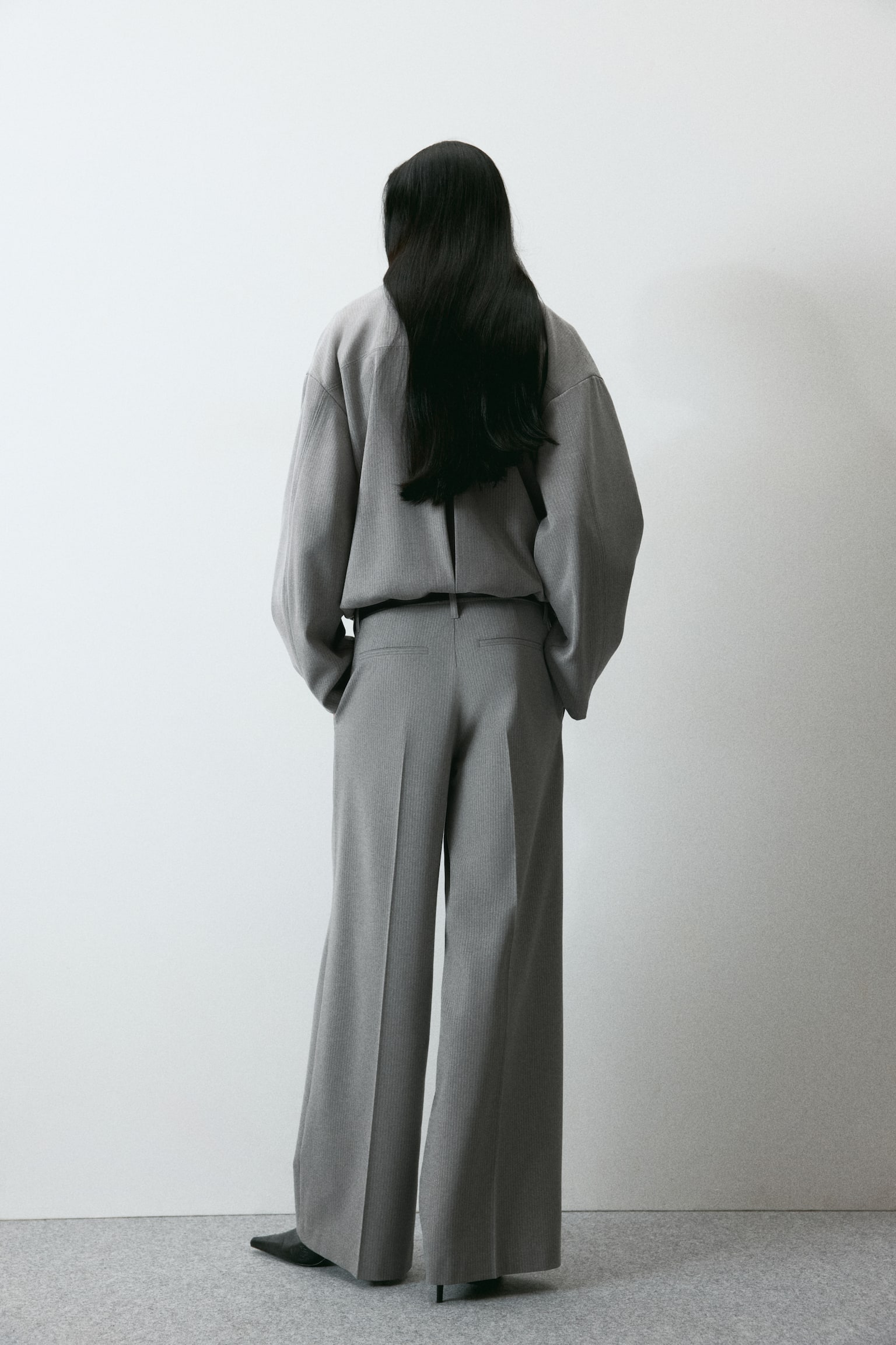 Wide tailored trousers - Light grey/Pinstriped/Grey/Pinstriped/Grey/Checked/Grey/Dark blue/Pinstriped - 6