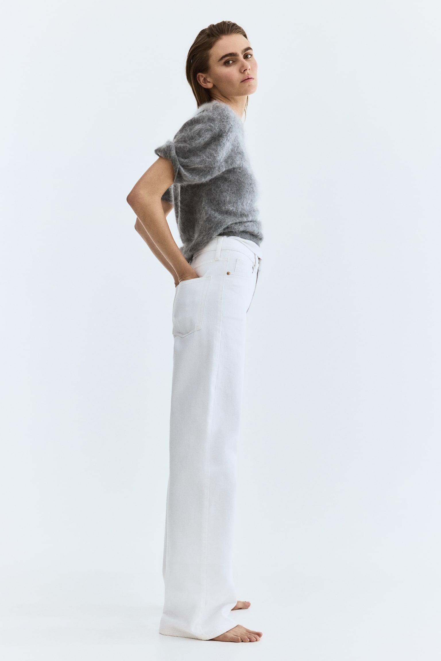Wide High Waist Jeans - White/Dark denim blue/Navy denim blue/Black/Washed black/Dark denim blue/Denim blue/Light denim blue/Denim blue/Denim grey/Light denim blue/Dark denim blue/Denim blue/Denim blue/Dark grey/White/Light denim blue/Light denim blue/Grey - 3