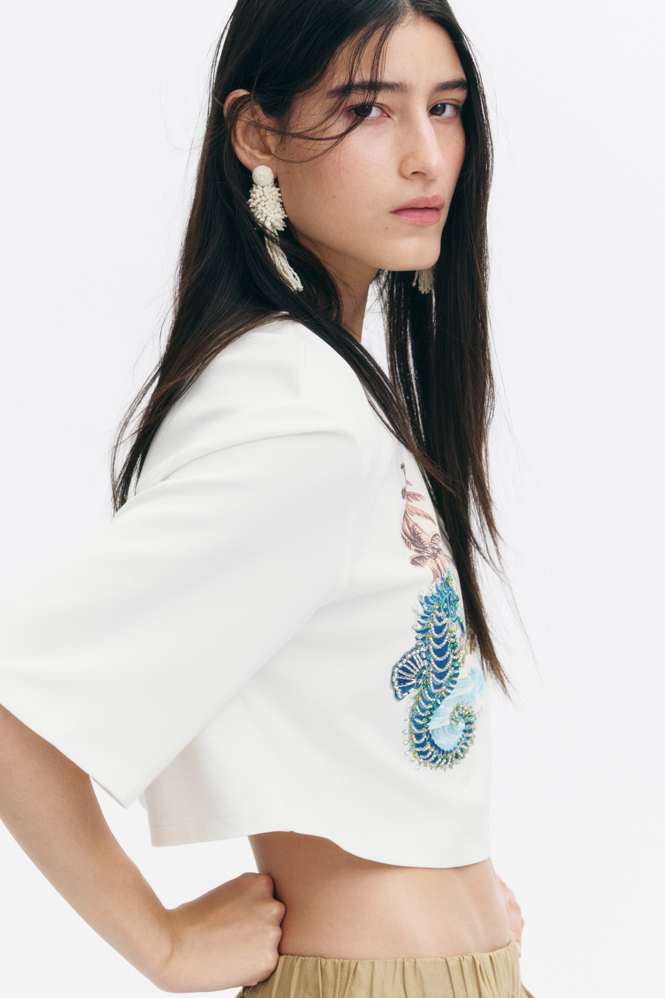 Embellished Cropped T-Shirt
