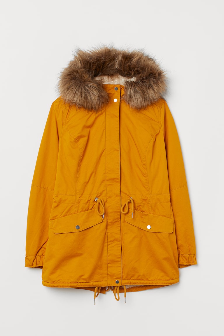 H&M+ Parka mit Teddyfutter Senfgelb Ladies H&M DE