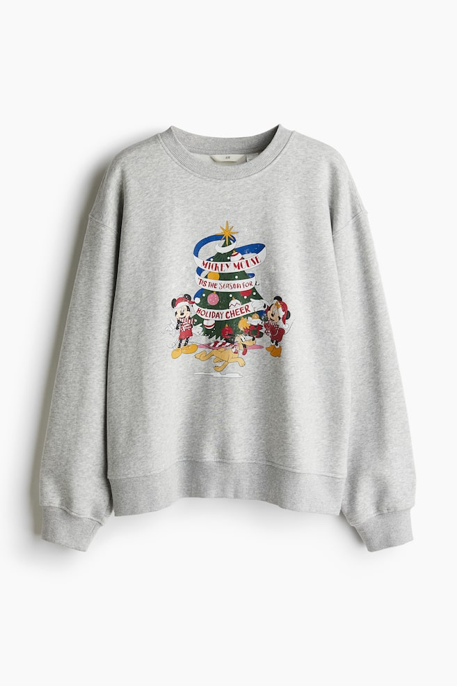 Sweatshirt mit Motiv - Hellgraumeliert/Micky Maus - 1