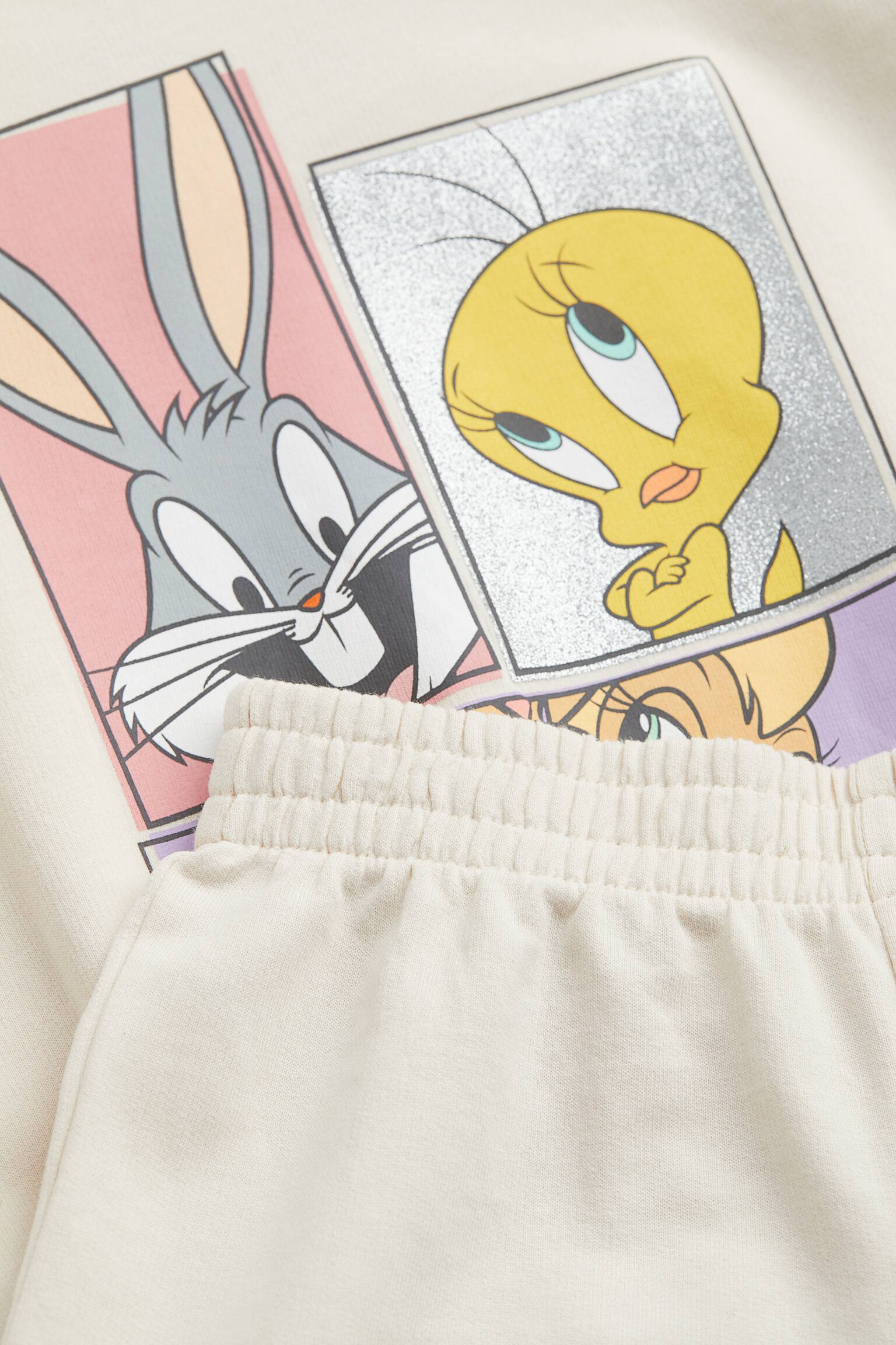 2-piece Print Sweat Set - Light beige/Looney Tunes - 2