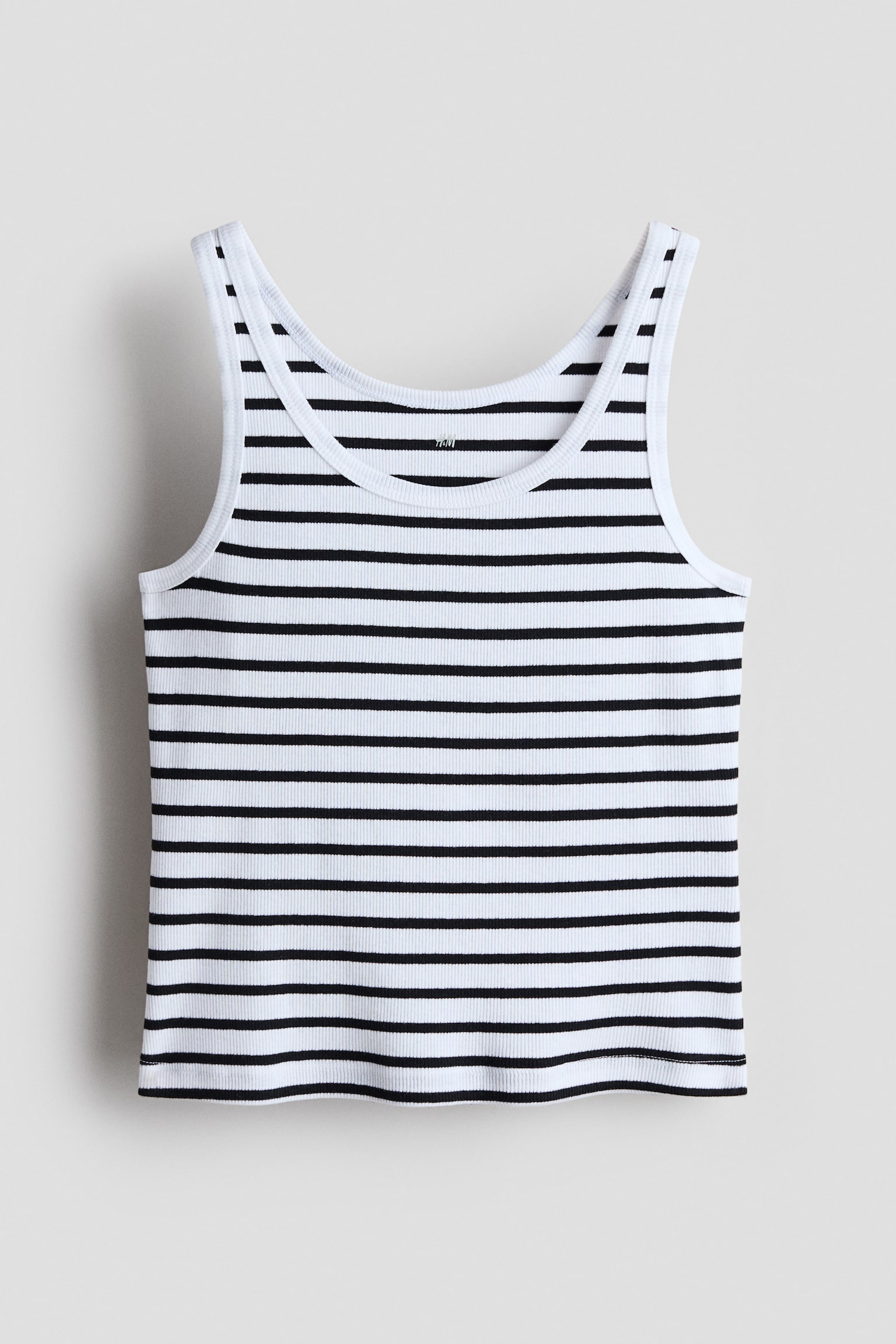 Ribbed cotton vest top - White/Striped/White/Black