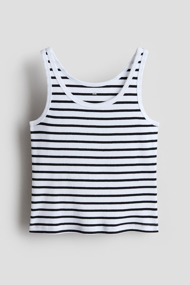 Ribbed cotton vest top - White/Striped/Black/White/Light blue/Light pink/Light yellow - 1