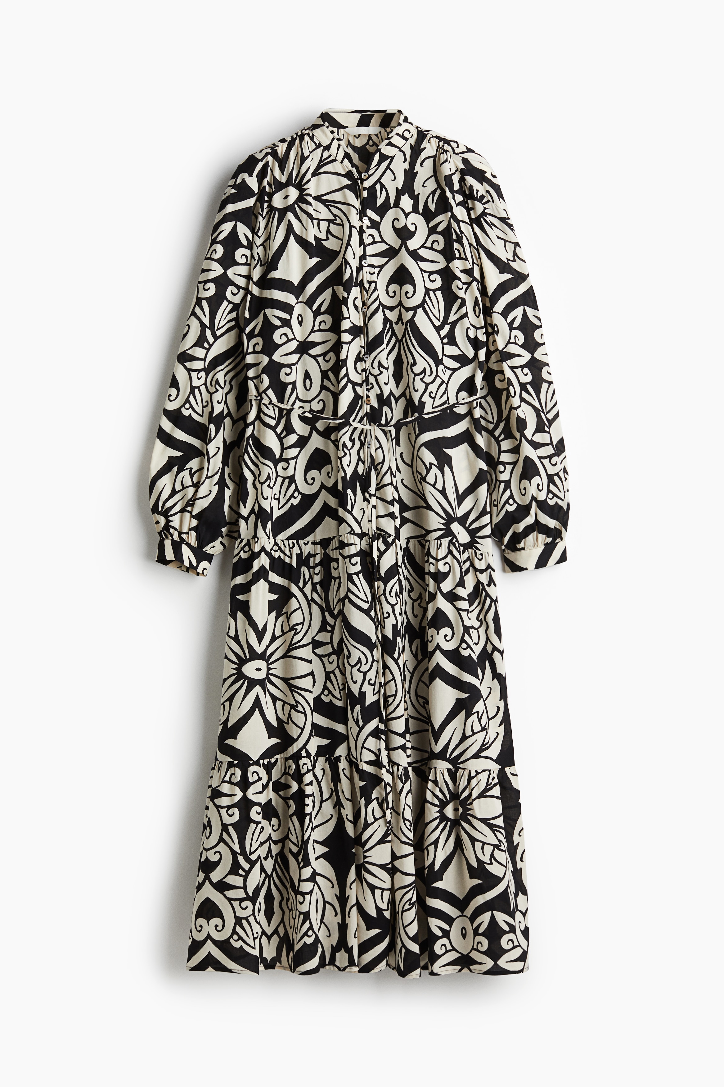 Rochie maxi cu volane - Negru/motive/Alb/motive/Alb/flori/Alb/scoici