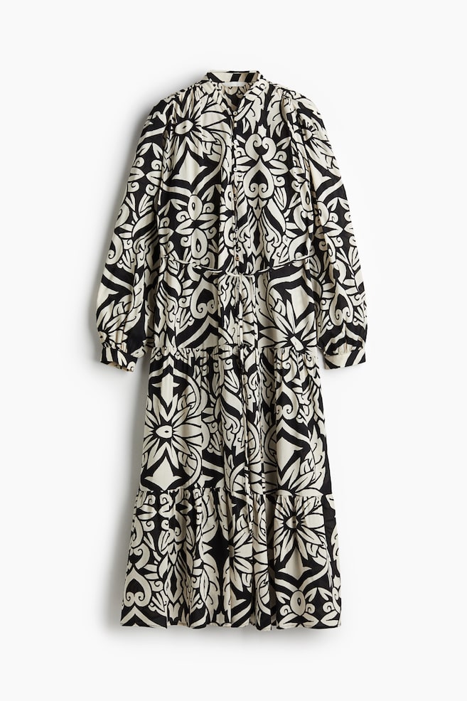 Maxivestido escalonado - Negro/Estampado/Blanco/Conchas/Blanco/Floral - 1