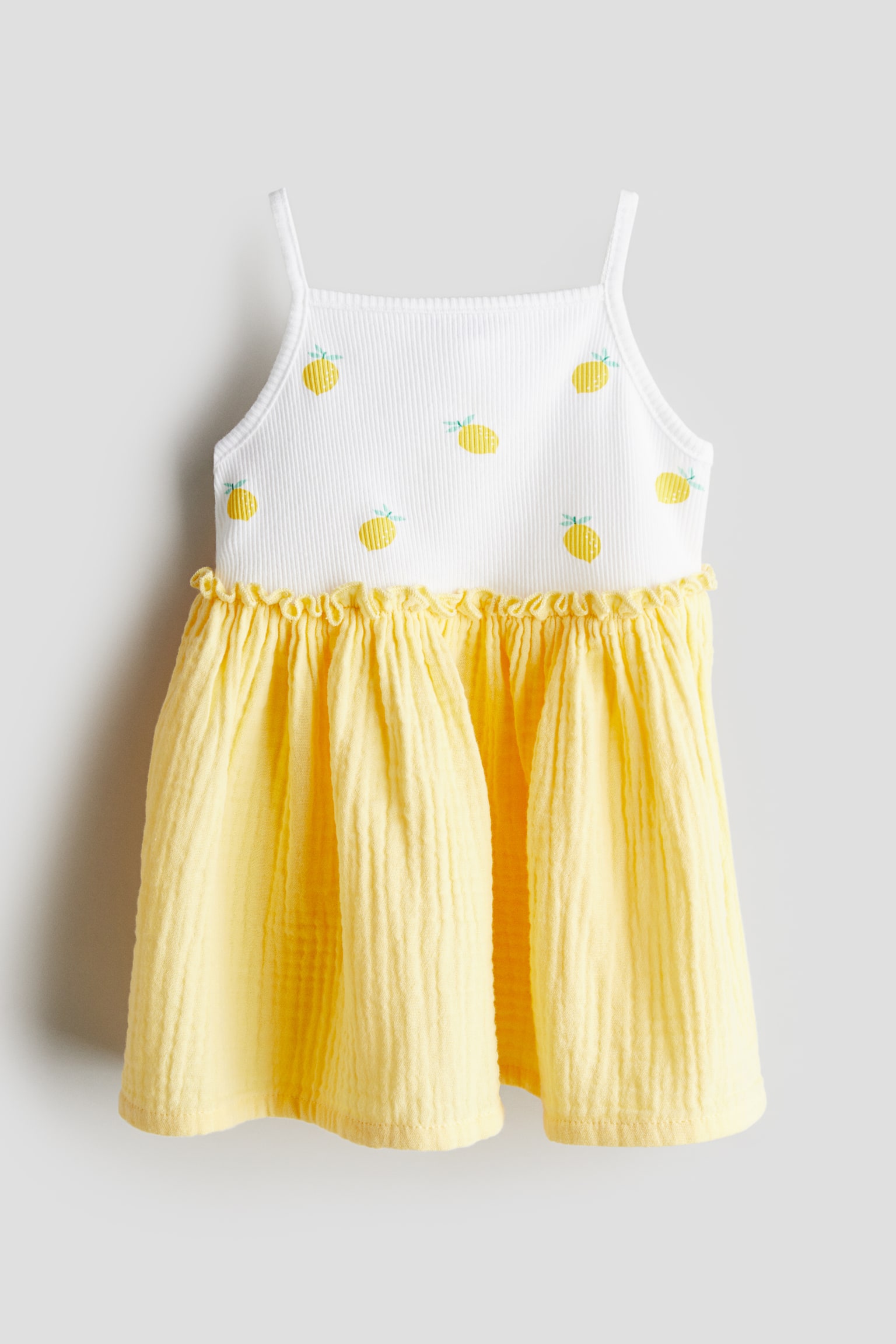 Sleeveless Cotton Dress - Yellow/Lemons/Pink/Light blue/Hearts - 1