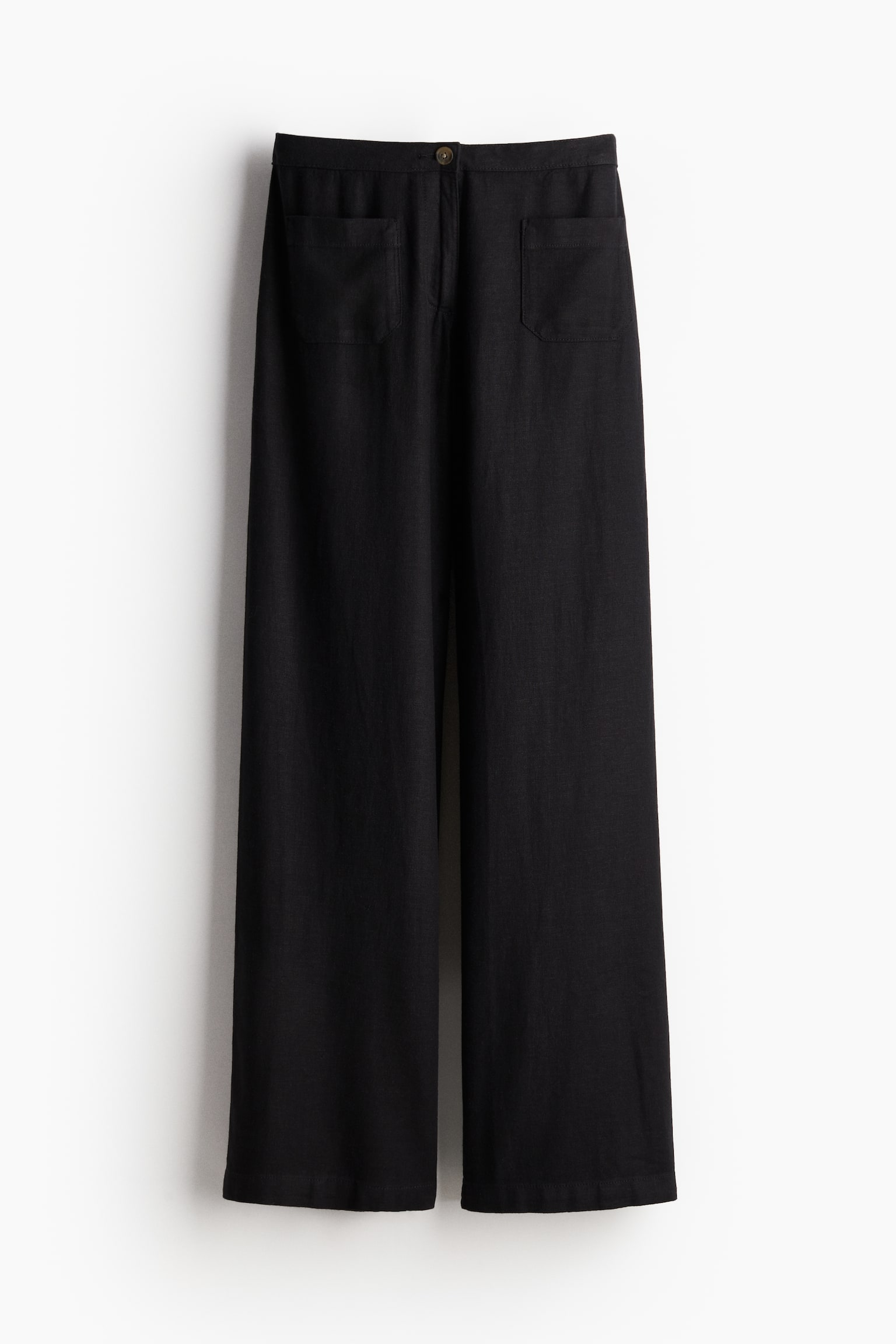 Linen-blend trousers - Black/Light beige - 2